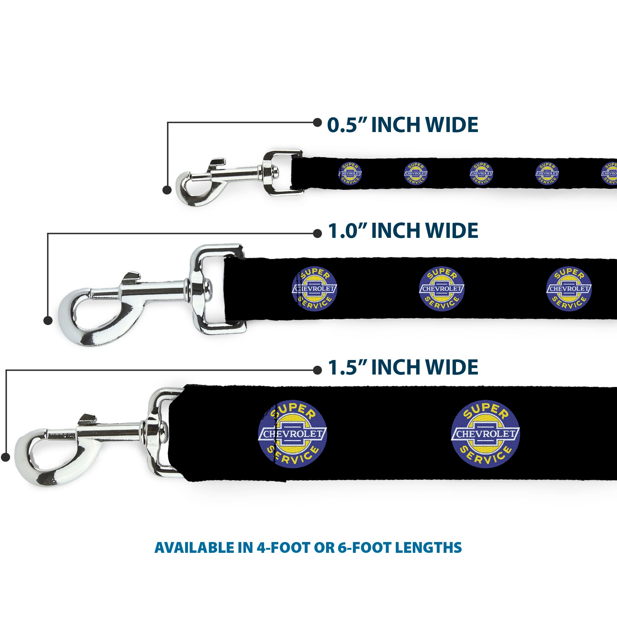 Dog Leash - CHEVROLET SUPER SERVICE Logo Black/Blue/Yellow/White Dog Leashes GM General Motors
