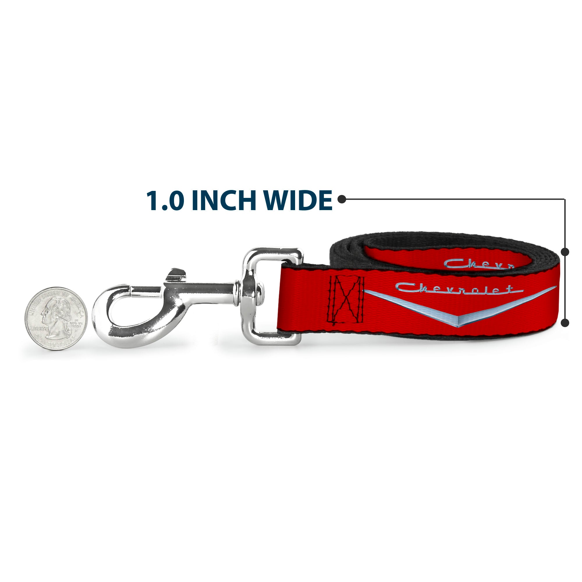Dog Leash - 1955-57 CHEVROLET V Emblem Red/Silver Dog Leashes GM General Motors