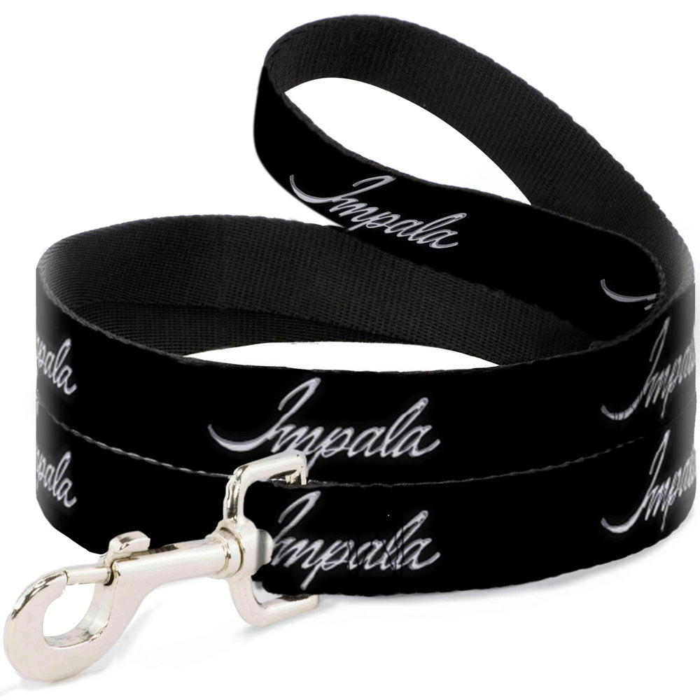 Dog Leash - IMPALA Script Emblem Black/Silver Dog Leashes GM General Motors