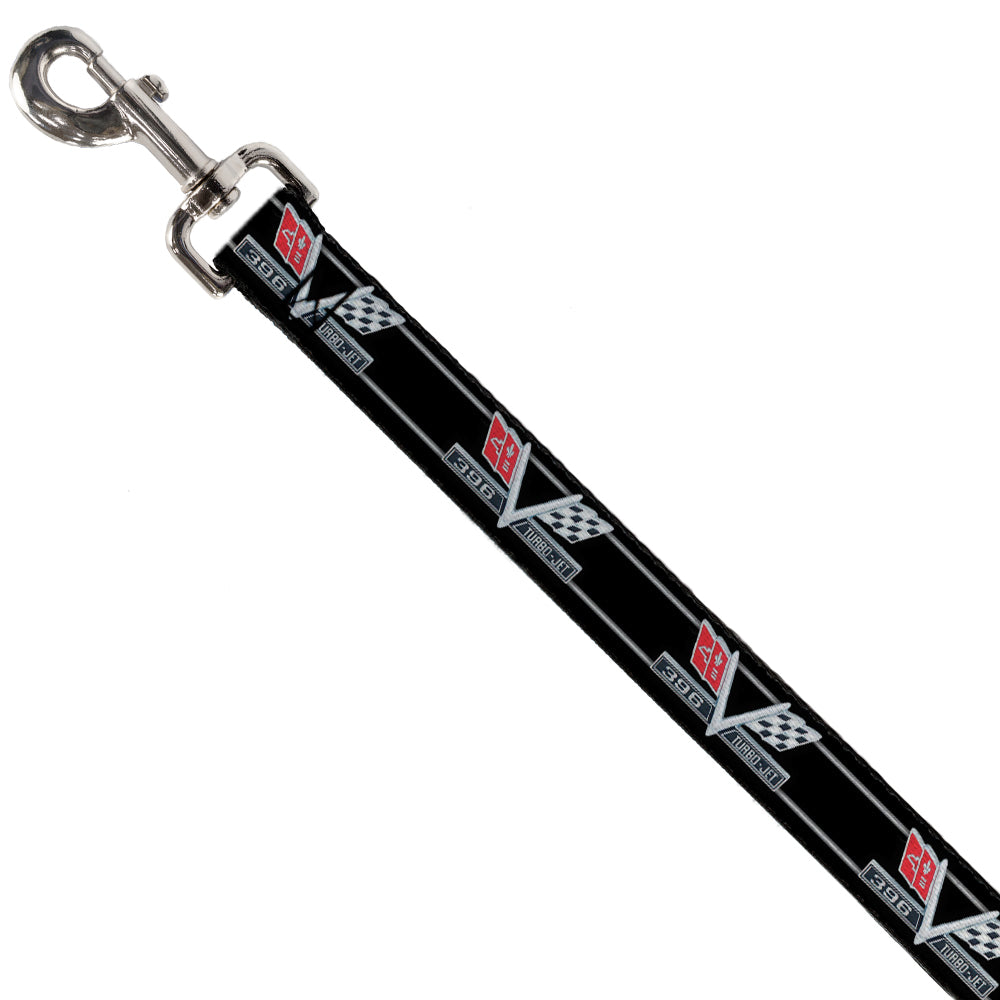 Dog Leash - 1967 Impala 396 TURBO-JET V Emblem/Stripe Black/Silver/Red/White Dog Leashes GM General Motors