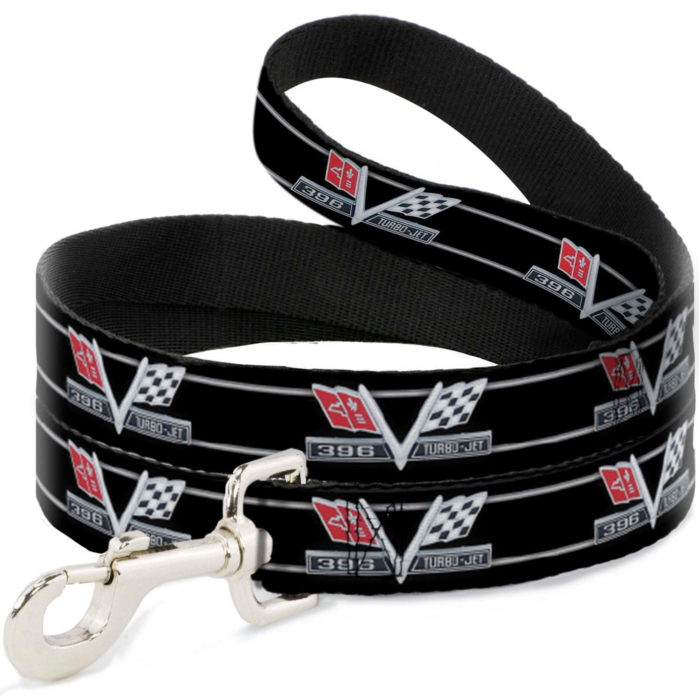 Dog Leash - 1967 Impala 396 TURBO-JET V Emblem/Stripe Black/Silver/Red/White Dog Leashes GM General Motors
