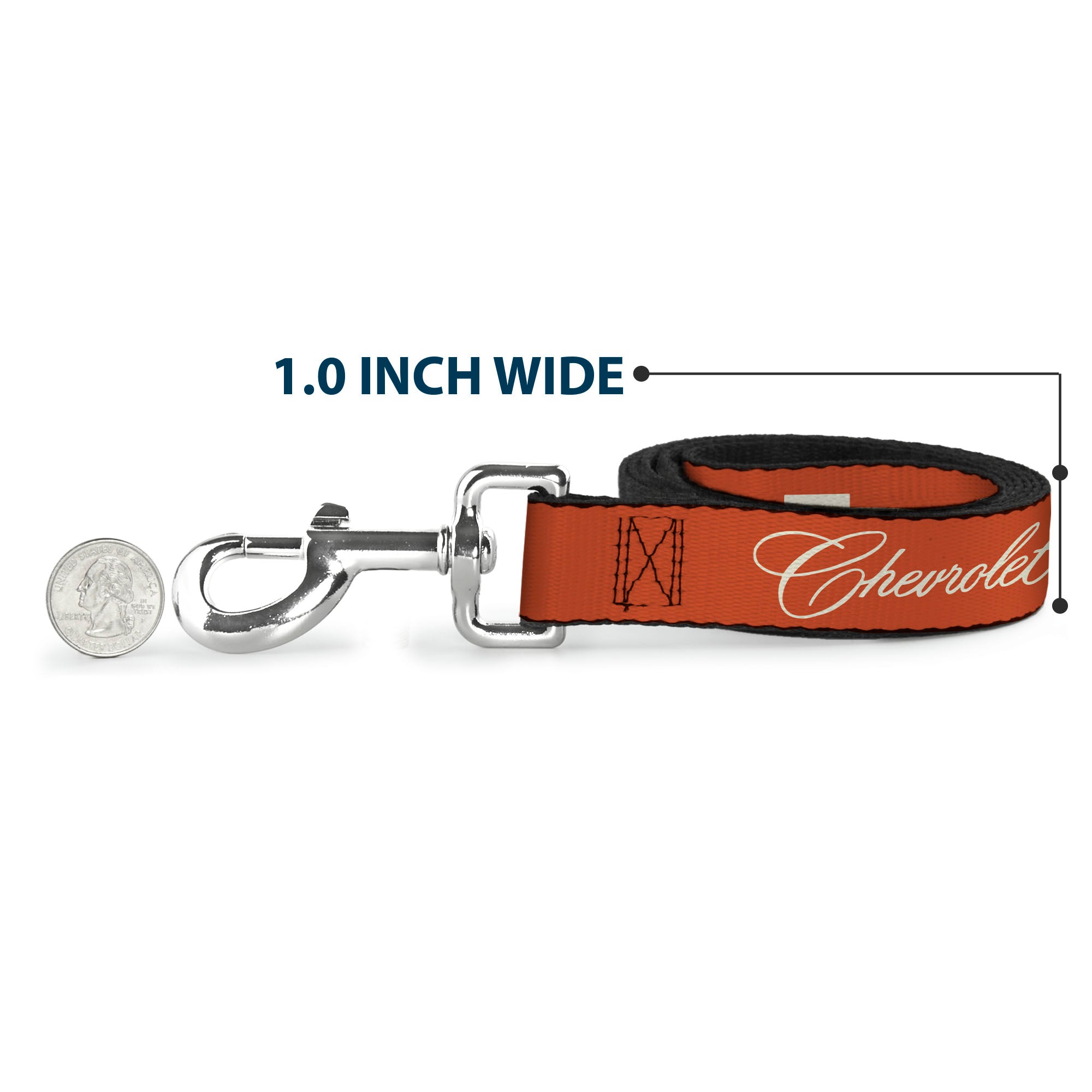Dog Leash - CHEVROLET Script and Bowtie Orange/White Dog Leashes Chevrolet