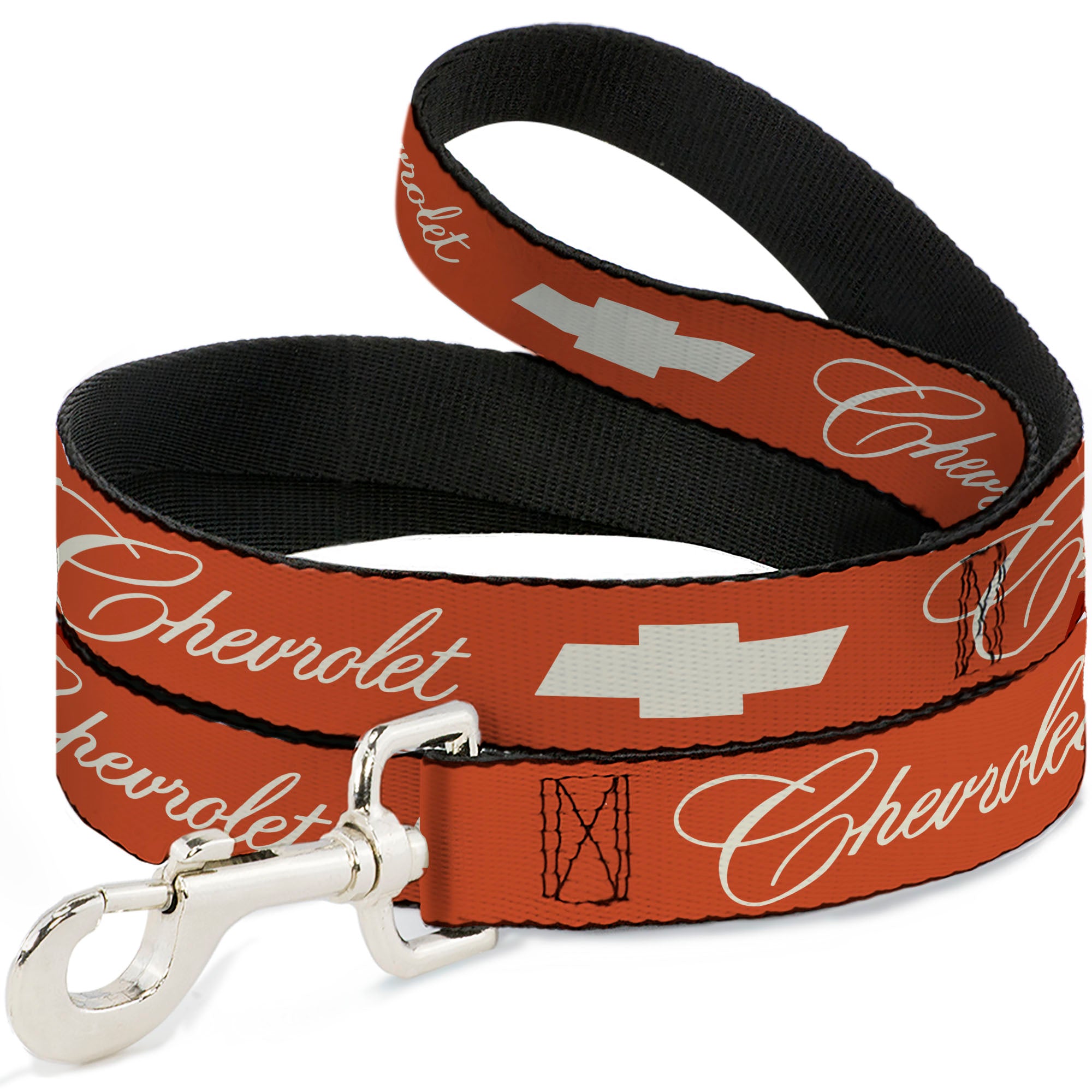 Dog Leash - CHEVROLET Script and Bowtie Orange/White Dog Leashes Chevrolet