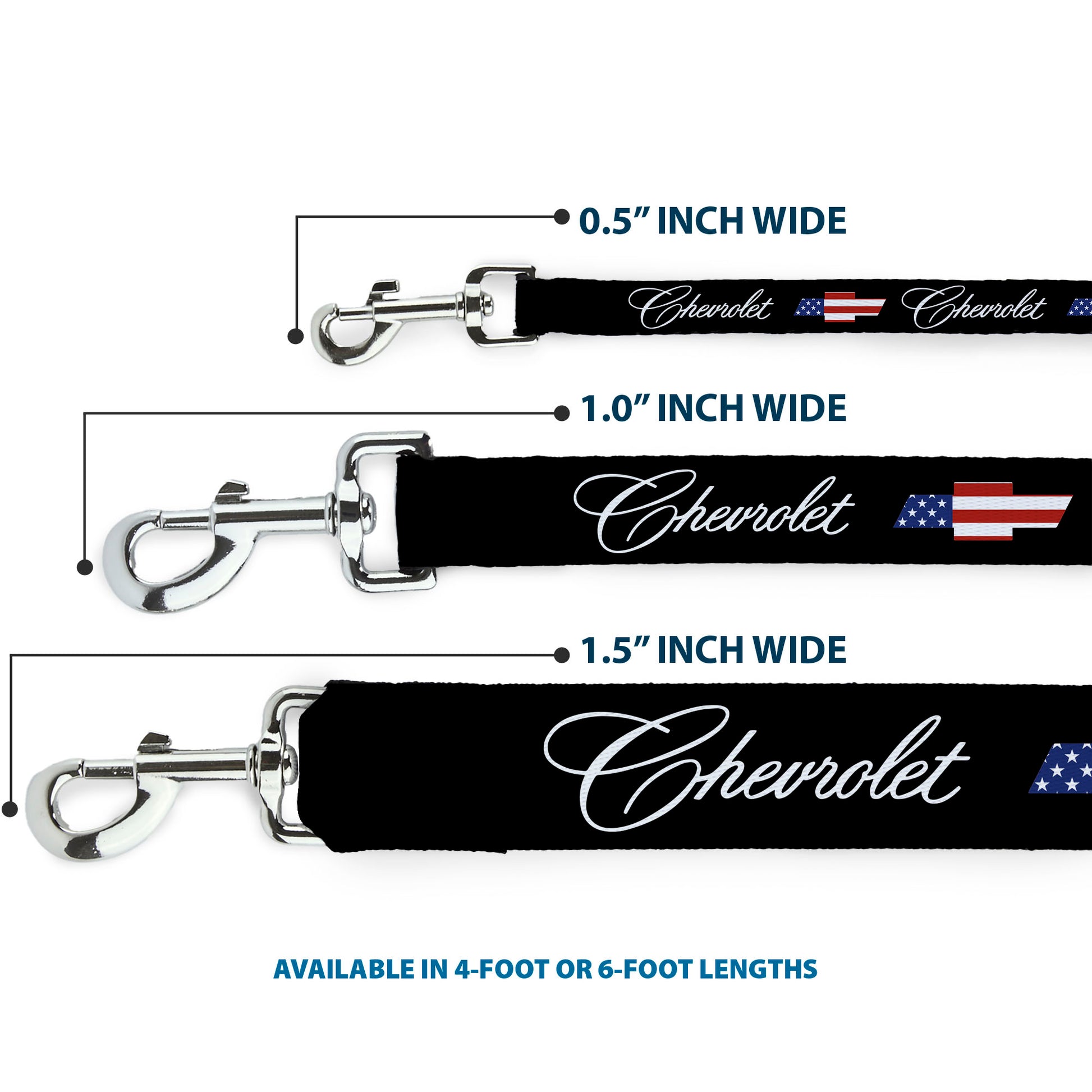 Dog Leash - CHEVROLET Script and Americana Bowtie Black Dog Leashes Chevrolet