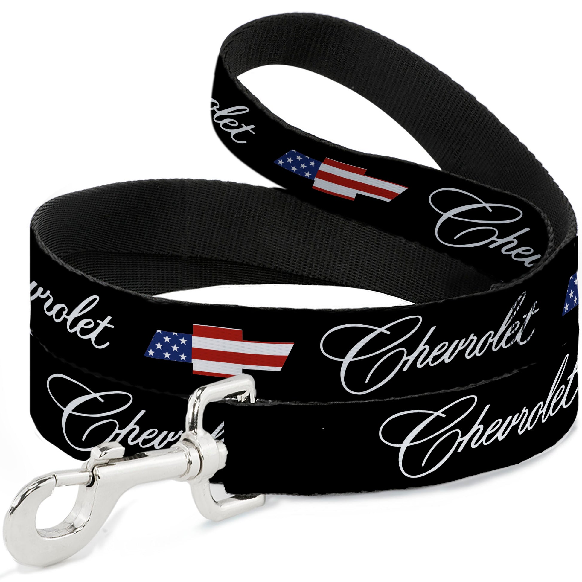 Dog Leash - CHEVROLET Script and Americana Bowtie Black Dog Leashes Chevrolet