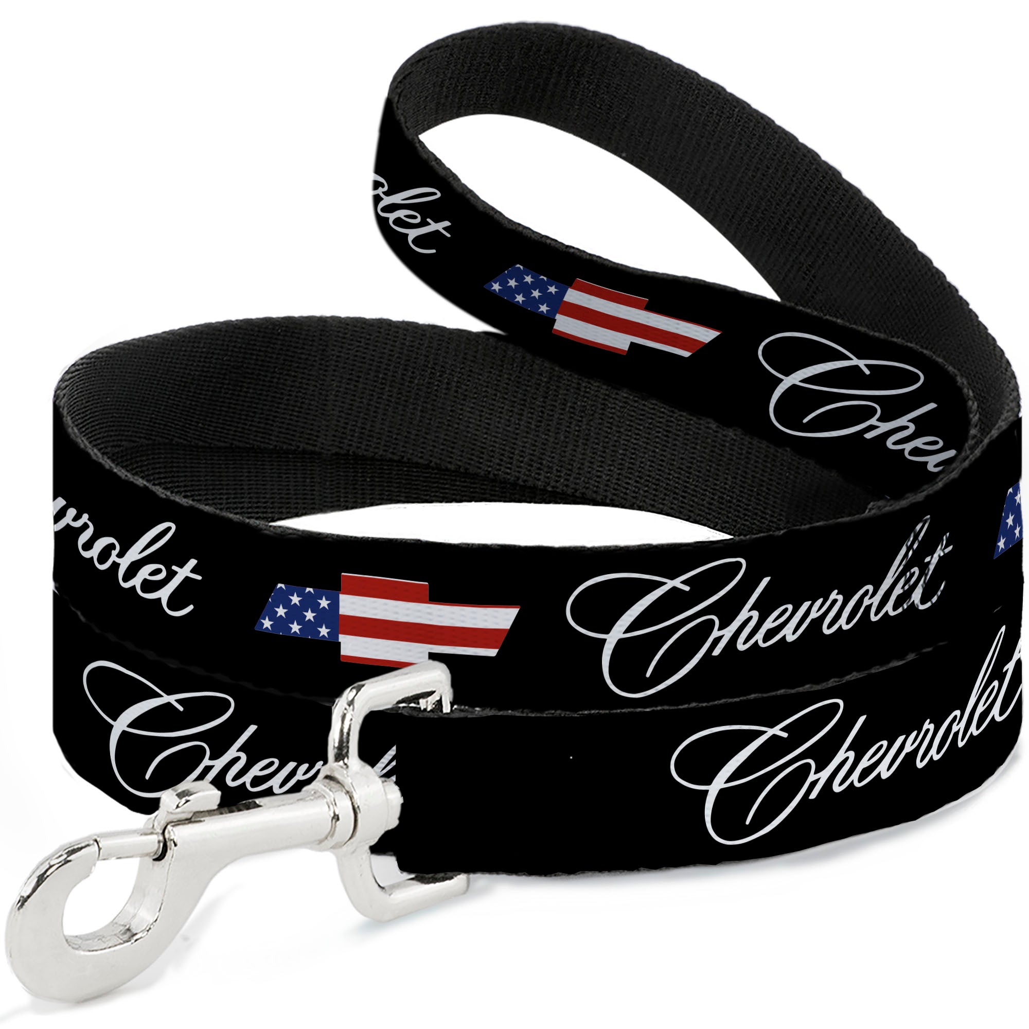 Dog Leash - CHEVROLET Script and Americana Bowtie Black Dog Leashes Chevrolet