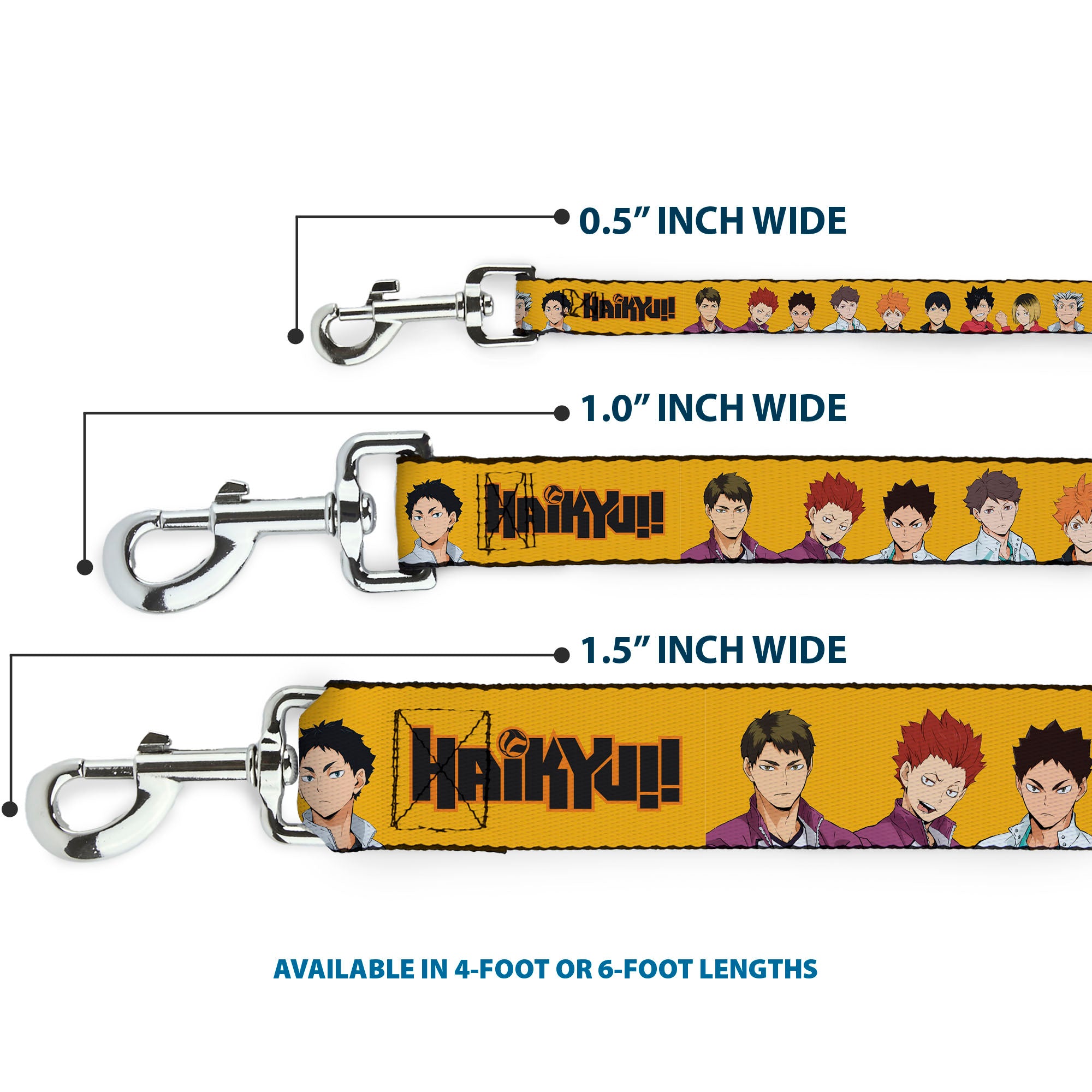 Dog Leash - HAIKYU Player Characters and Title Logo Yellow Dog Leashes Haikyu!!