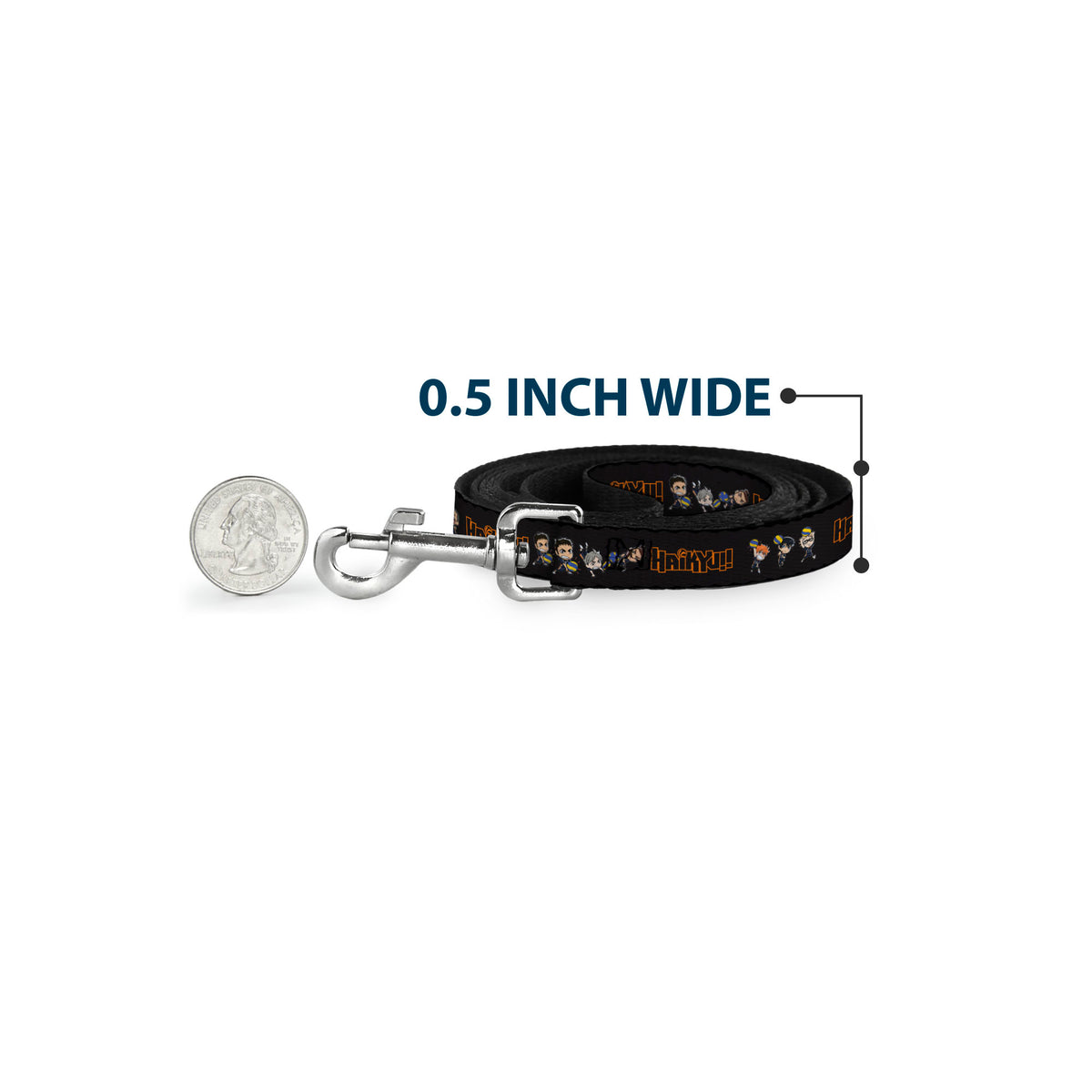 Dog Leash - HAIKYU Title Logo Chibi Karasuno High Player Pose Black Dog Leashes Haikyu!!