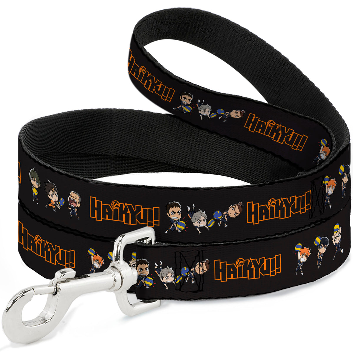 Dog Leash - HAIKYU Title Logo Chibi Karasuno High Player Pose Black Dog Leashes Haikyu!!