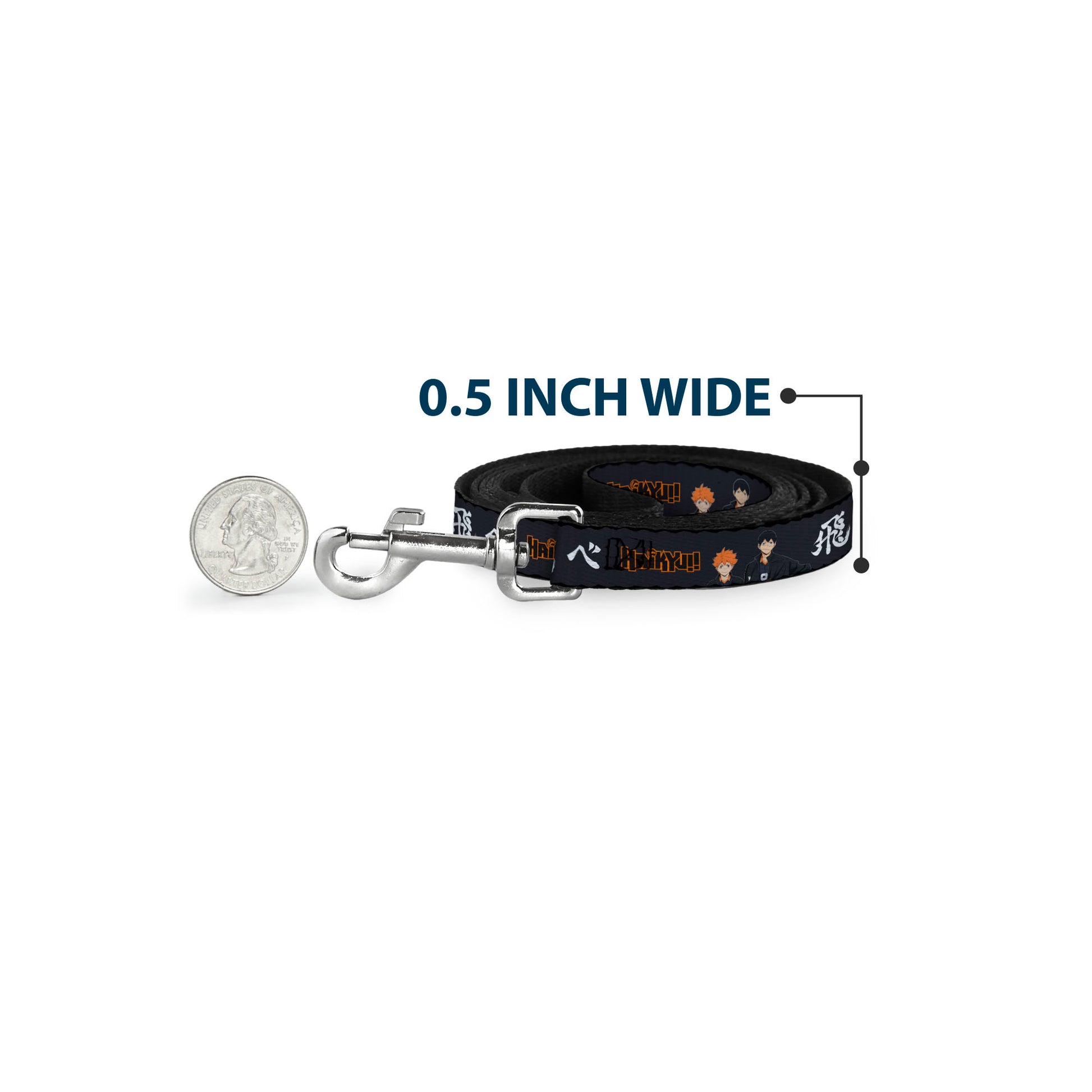 Dog Leash - HAIKYU Hinata and Kageyama Pose and Title Logo Black/White Dog Leashes Haikyu!!