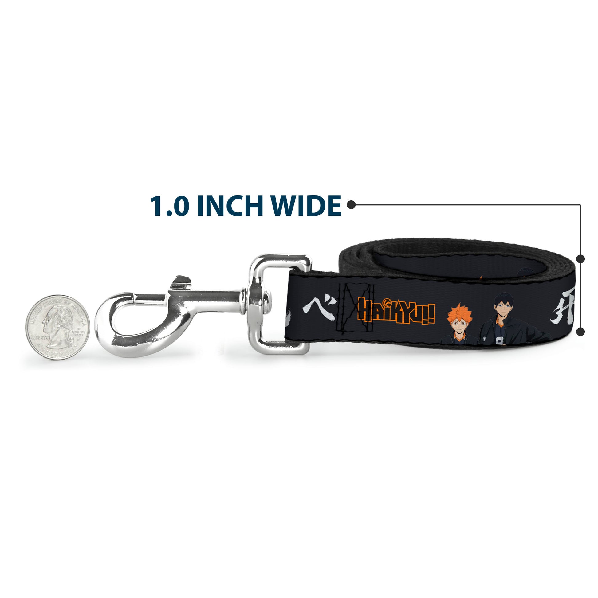 Dog Leash - HAIKYU Hinata and Kageyama Pose and Title Logo Black/White Dog Leashes Haikyu!!