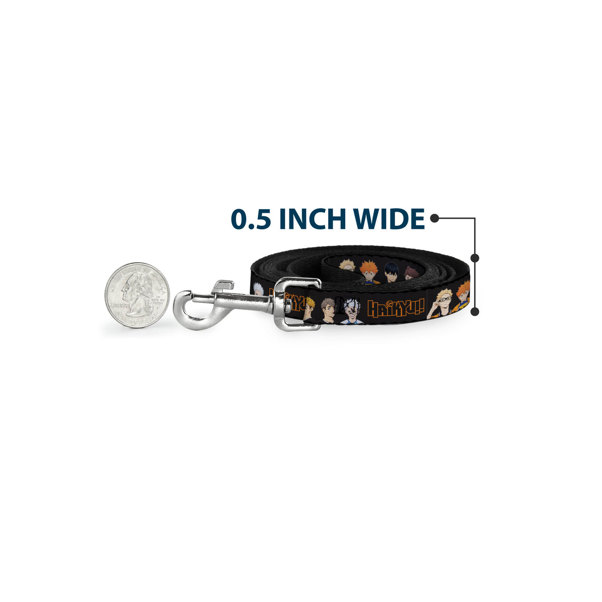 Dog Leash - HAIKYU Volleyball Team Player Groups Line Up Black Dog Leashes Haikyu!!