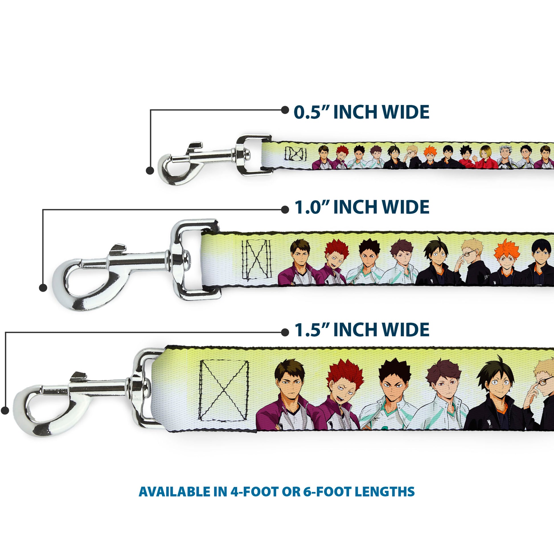 Dog Leash - Haikyu Six Volleyball Team Player Pairs Line Up Yellows Dog Leashes Haikyu!!