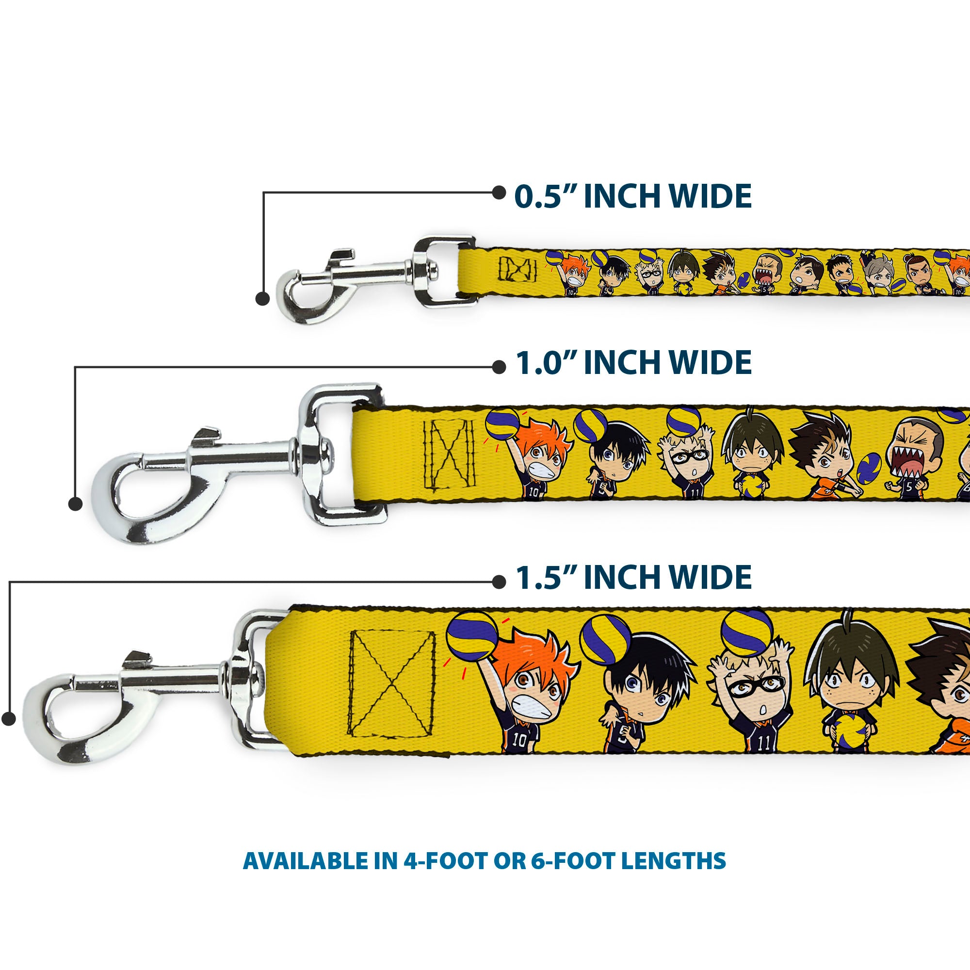Dog Leash - Haikyu Chibi Volleyball Player Warm Up Pose Yellow Dog Leashes Haikyu!!