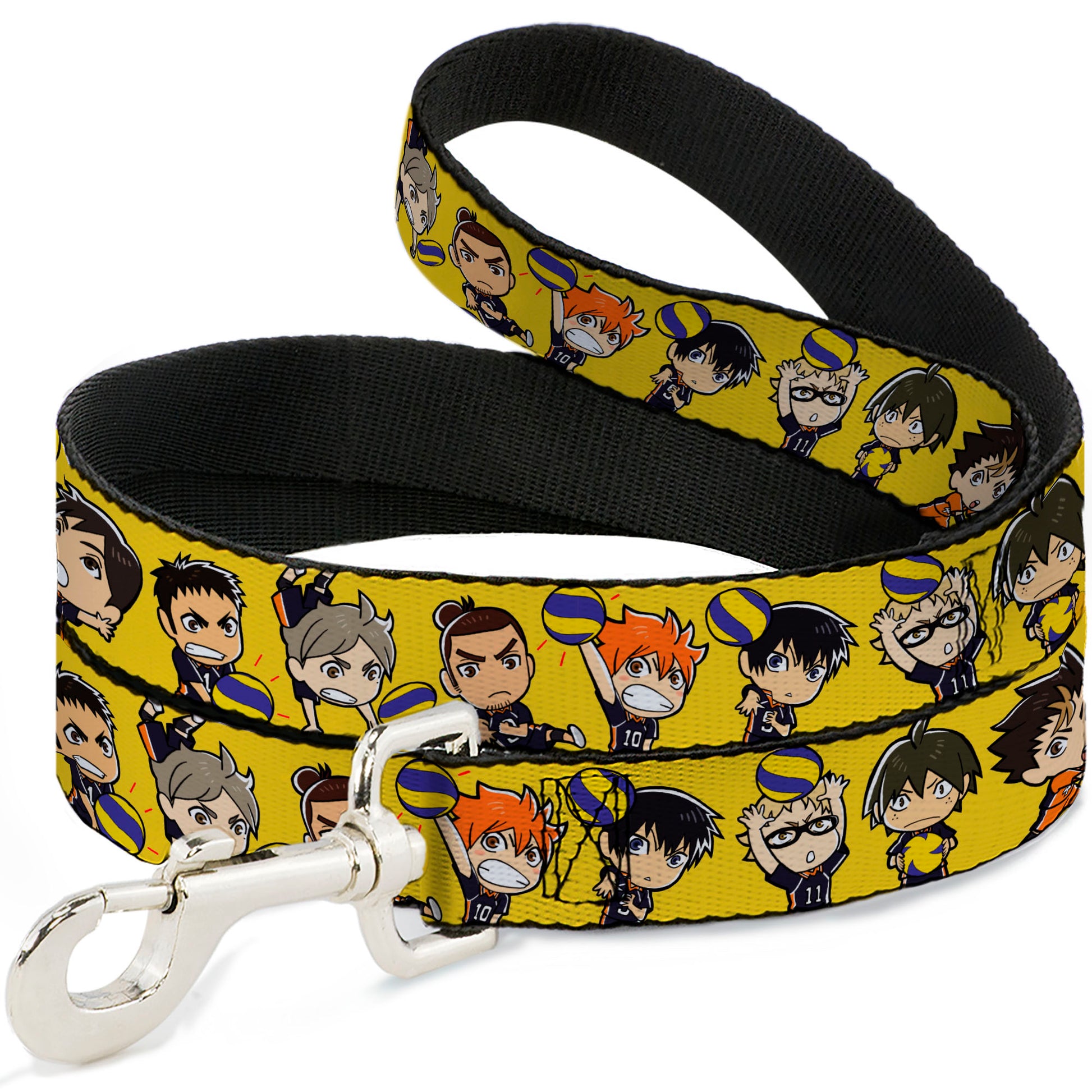 Dog Leash - Haikyu Chibi Volleyball Player Warm Up Pose Yellow Dog Leashes Haikyu!!