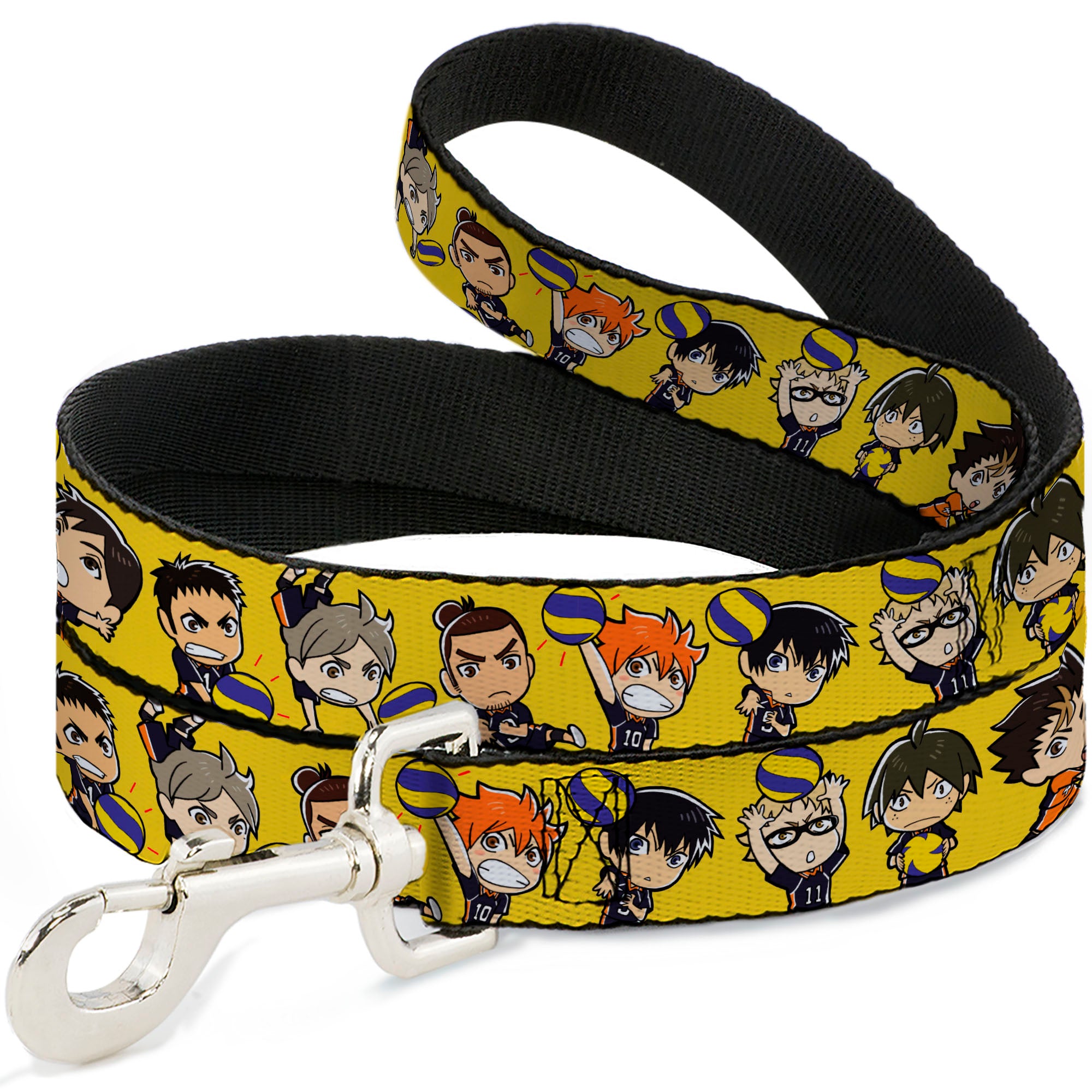 Dog Leash - Haikyu Chibi Volleyball Player Warm Up Pose Yellow Dog Leashes Haikyu!!
