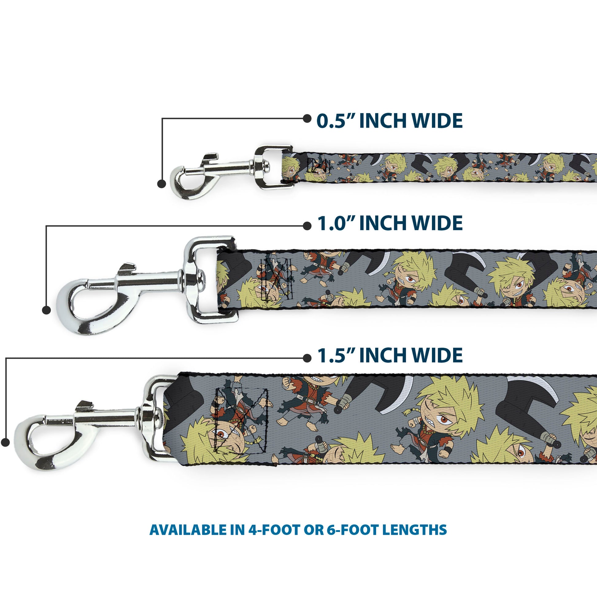 Dog Leash - Hell's Paradise Chibi Aza Chobei Axe Poses Scattered Gray Dog Leashes Hell's Paradise