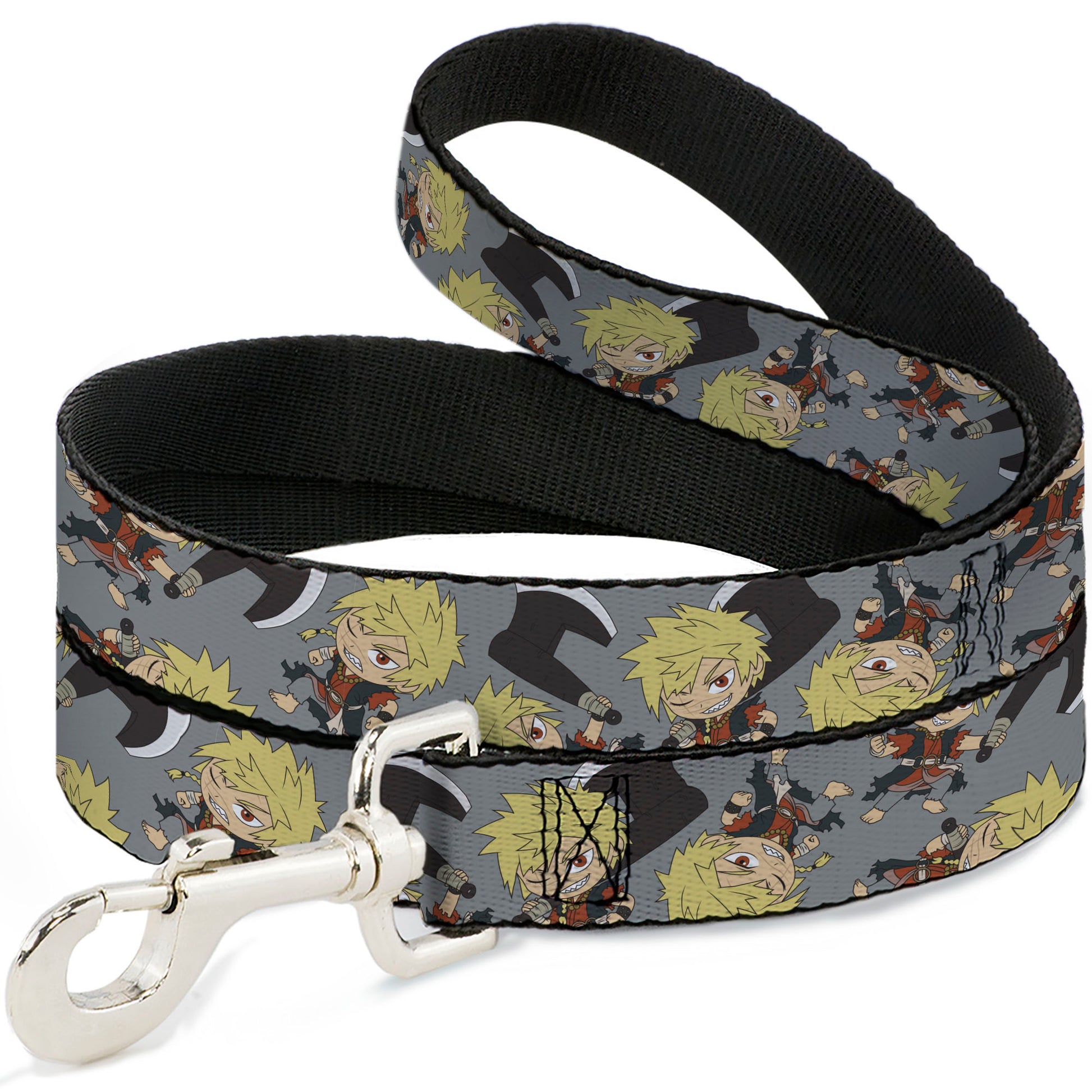 Dog Leash - Hell's Paradise Chibi Aza Chobei Axe Poses Scattered Gray Dog Leashes Hell's Paradise