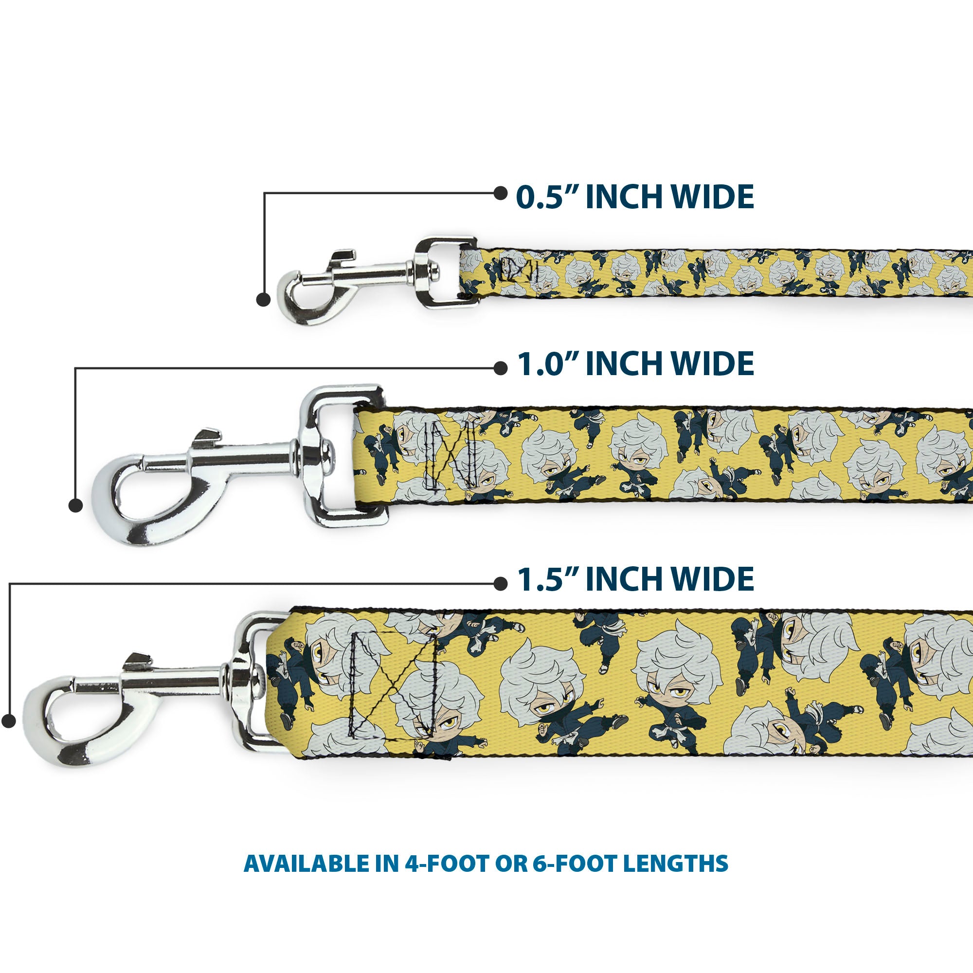 Dog Leash - Hell's Paradise Chibi Gabimaru Poses Scattered Yellow Dog Leashes Hell's Paradise