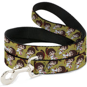Dog Leash - Hell's Paradise Chibi Sagiri Sword Poses Scattered Golden Yellow Dog Leashes Hell's Paradise