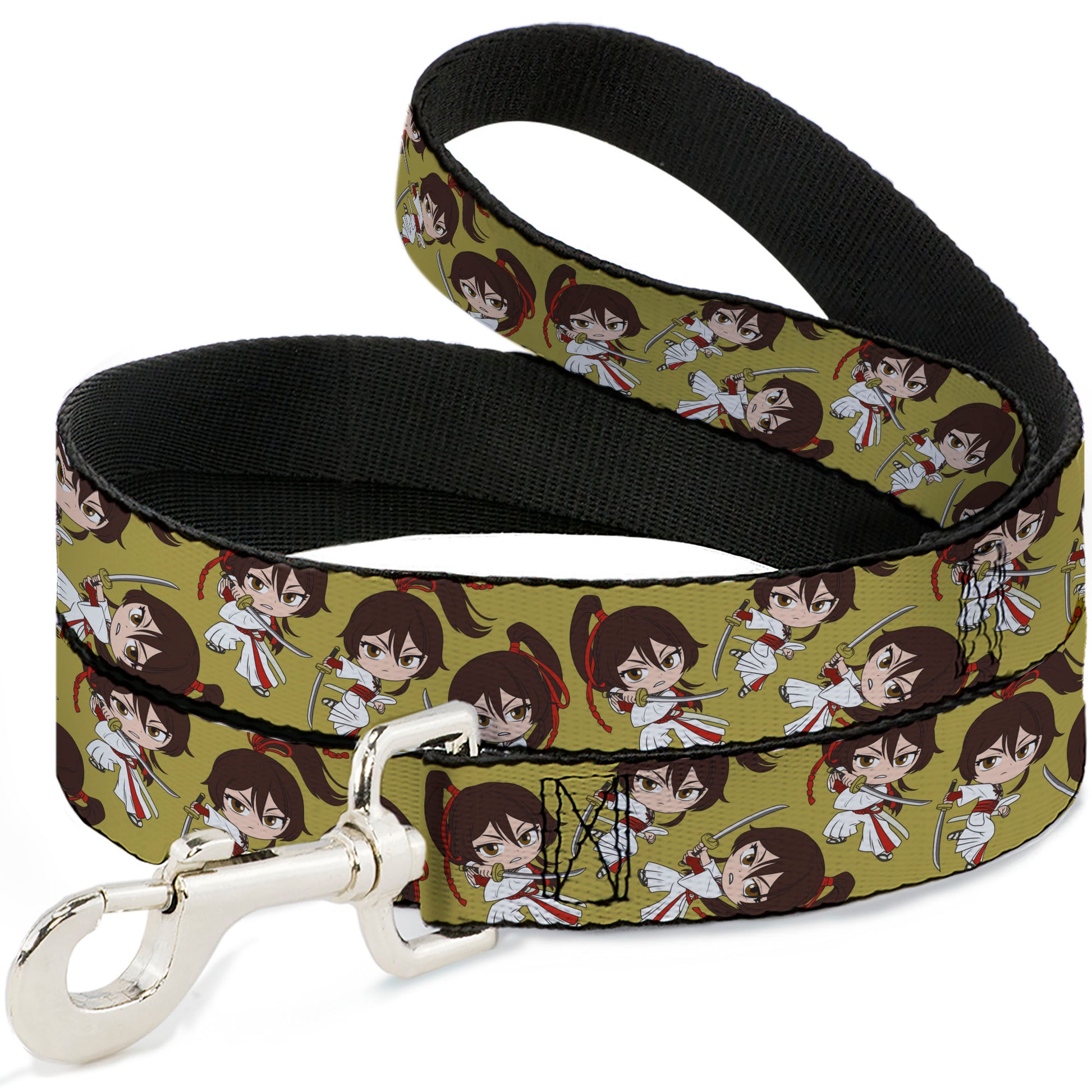 Dog Leash - Hell's Paradise Chibi Sagiri Sword Poses Scattered Golden Yellow Dog Leashes Hell's Paradise
