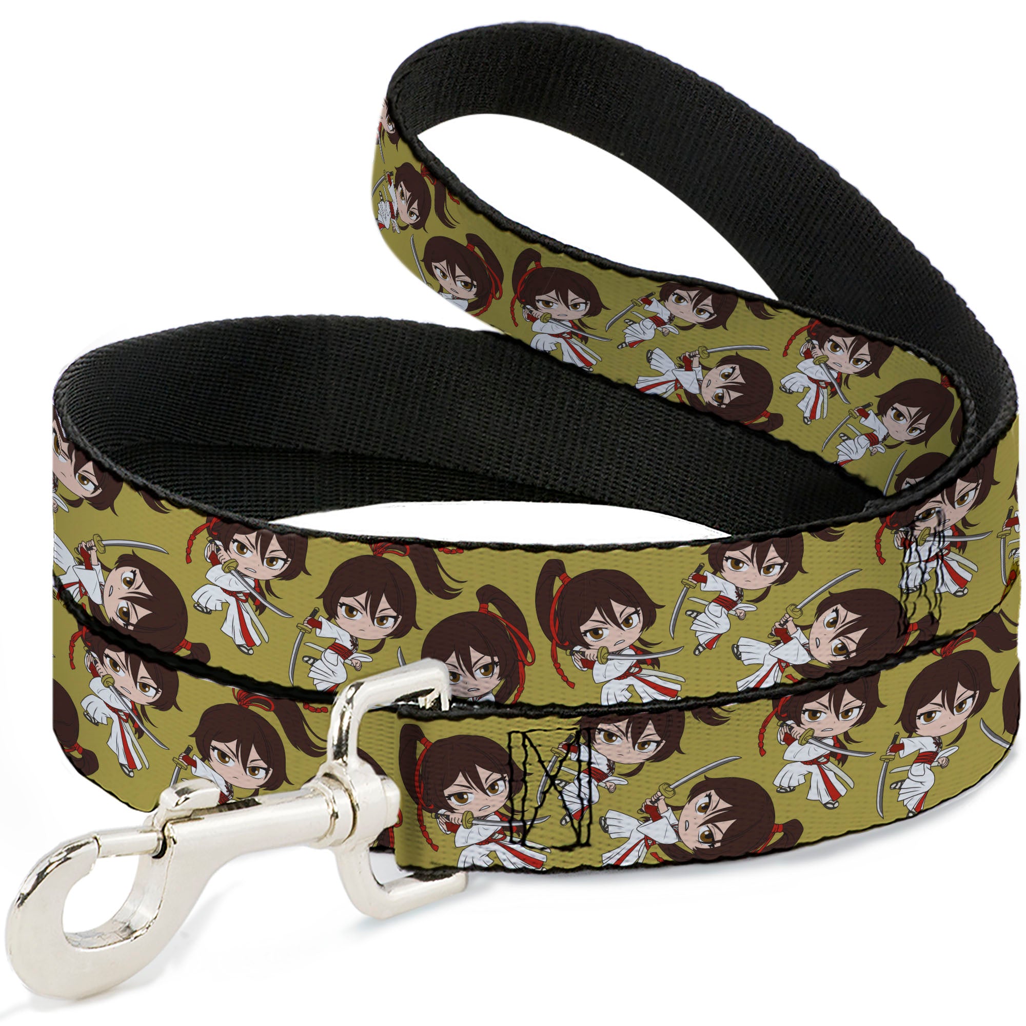 Dog Leash - Hell's Paradise Chibi Sagiri Sword Poses Scattered Golden Yellow Dog Leashes Hell's Paradise