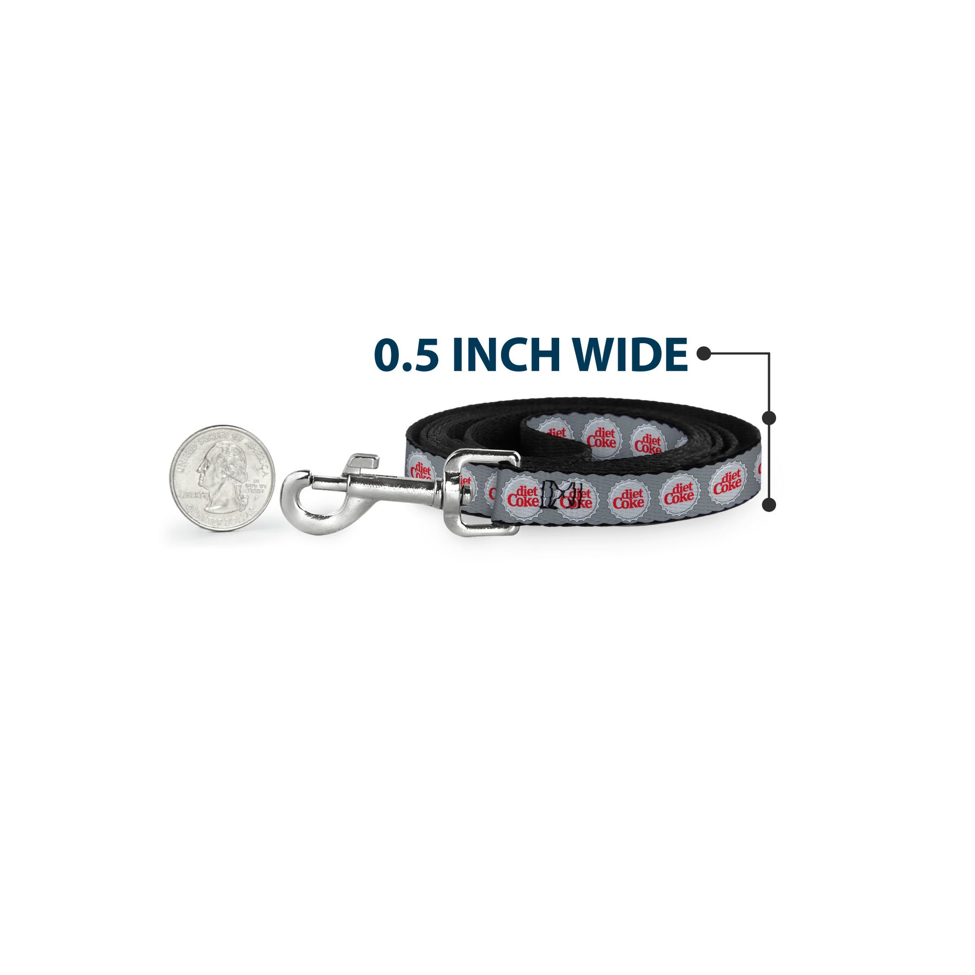 Dog Leash - DIET COKE Bottle Caps Grays/White/Red Dog Leashes Coca-Cola