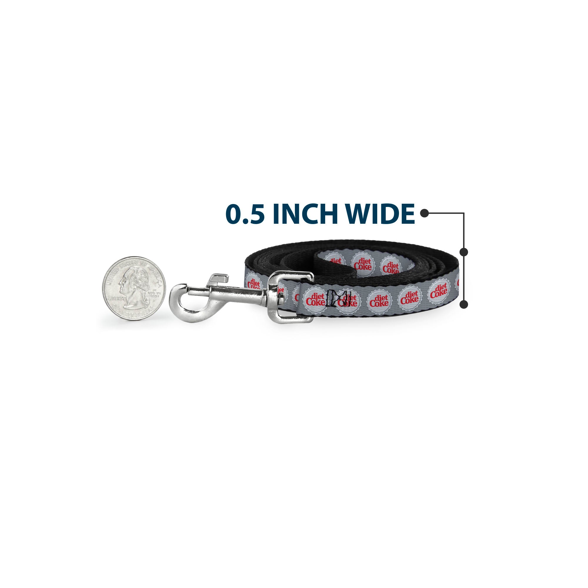 Dog Leash - DIET COKE Bottle Caps Grays/White/Red Dog Leashes Coca-Cola