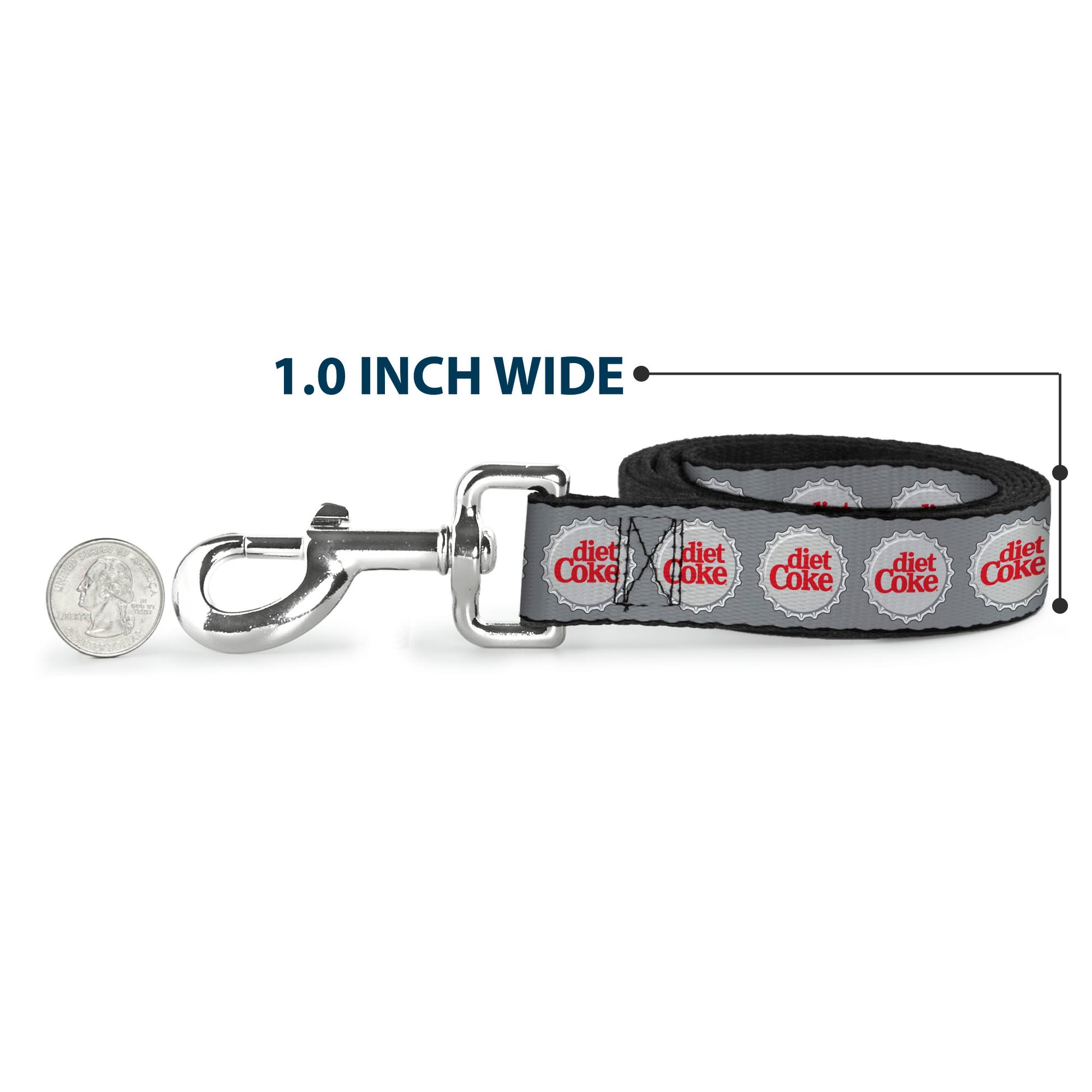 Dog Leash - DIET COKE Bottle Caps Grays/White/Red Dog Leashes Coca-Cola