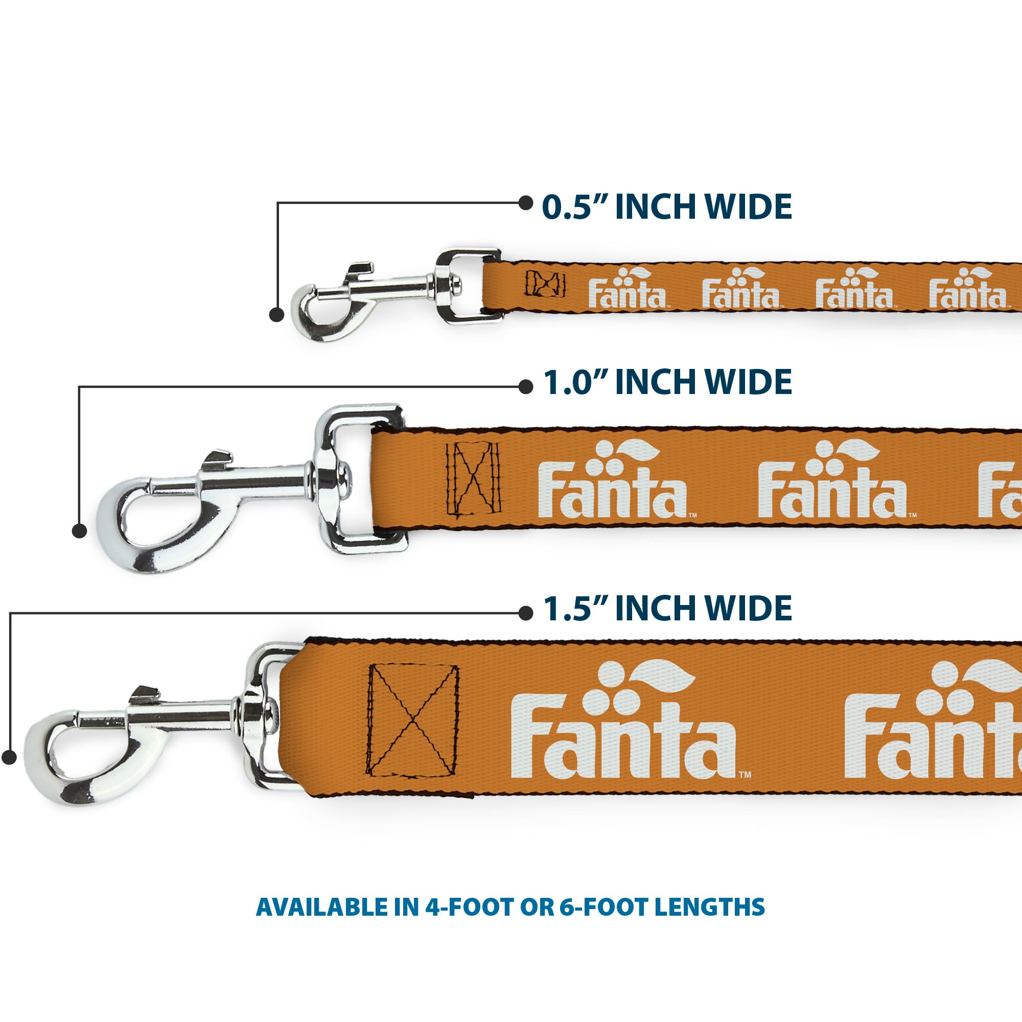 Dog Leash - Vintage Orange FANTA Logo Orange/White Dog Leashes Coca-Cola
