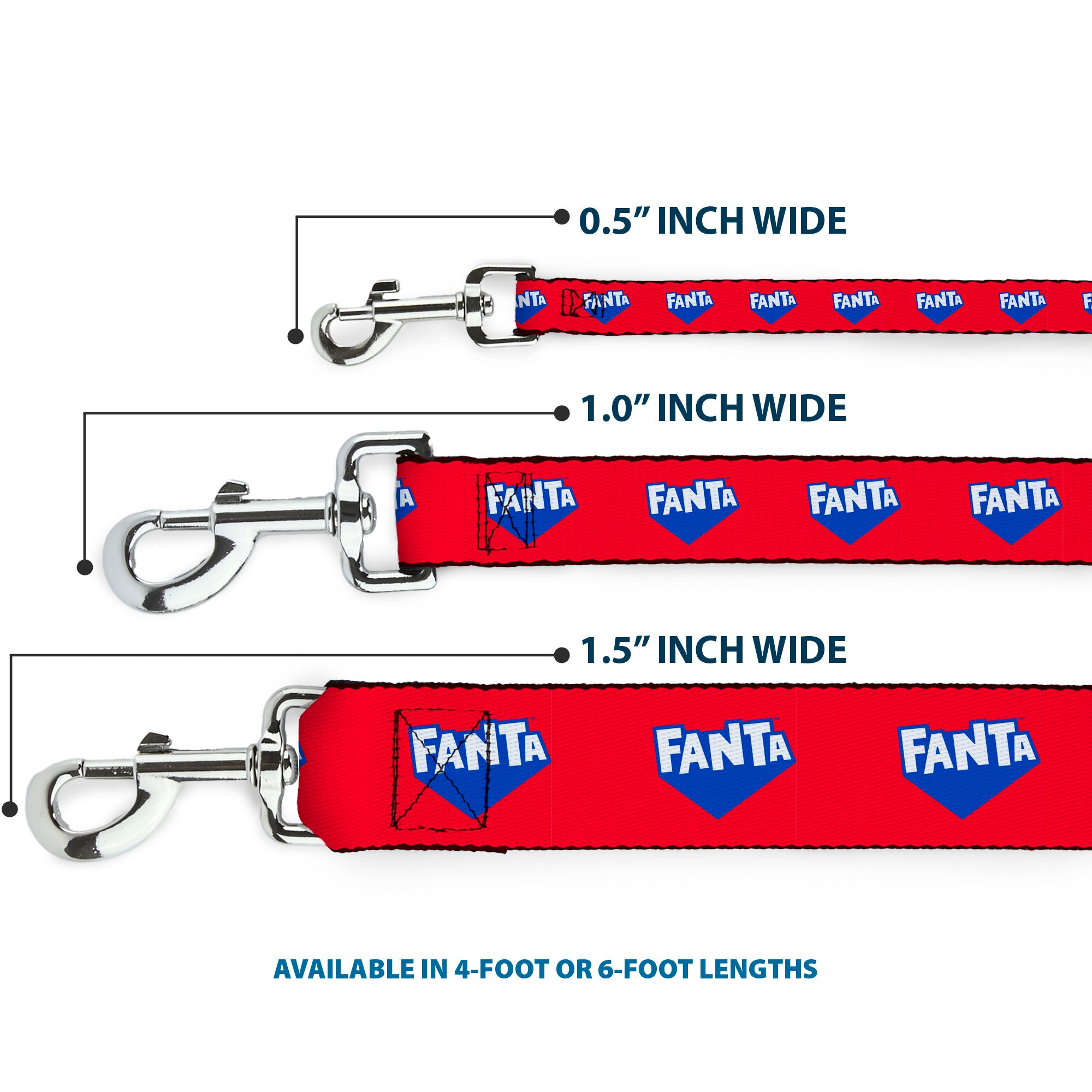 Dog Leash - FANTA Logo Strawberry Red/Blue/White Dog Leashes Coca-Cola