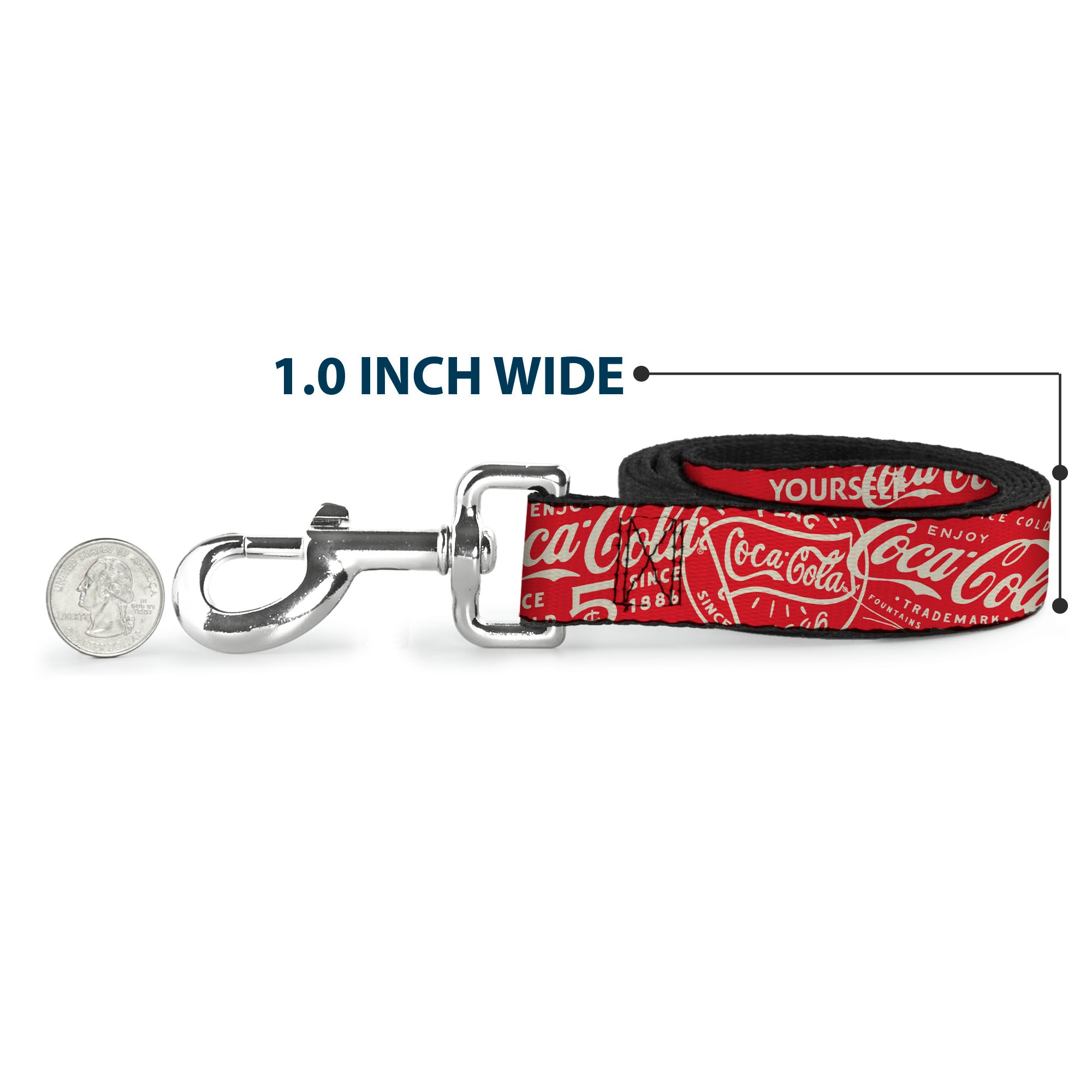 Dog Leash - Vintage Coca-Cola Coke Icons and Ad Logos Red/White Dog Leashes Coca-Cola