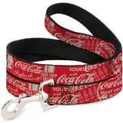 Dog Leash - Vintage Coca-Cola Coke Icons and Ad Logos Red/White Dog Leashes Coca-Cola