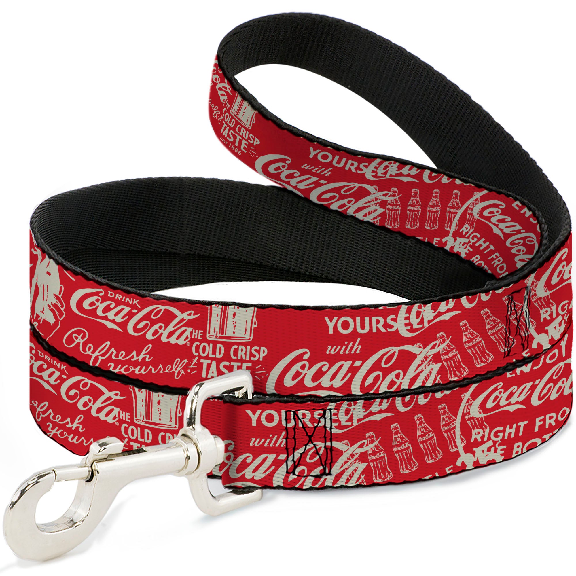 Dog Leash - Vintage Coca-Cola Coke Icons and Ad Logos Red/White Dog Leashes Coca-Cola
