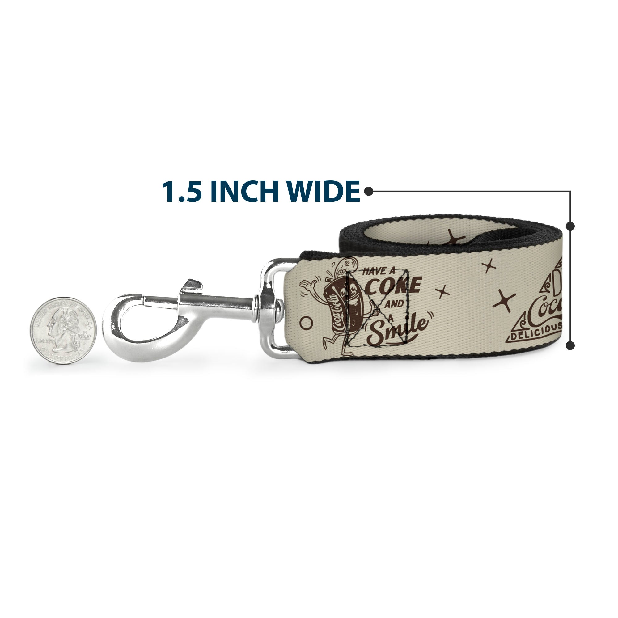Dog Leash - Vintage Coca-Cola Coke Icons and Ad Logos White/Brown Dog Leashes Coca-Cola