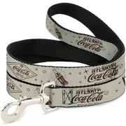 Dog Leash - Vintage Coca-Cola Coke Icons and Ad Logos White/Brown Dog Leashes Coca-Cola