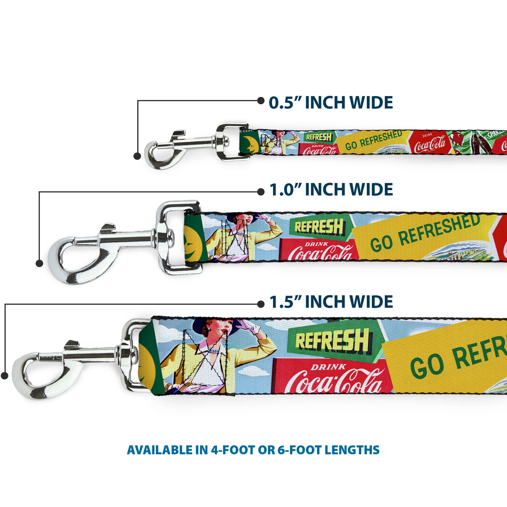 Dog Leash - Vintage Coca-Cola GO REFRESHED Ads and Icons Collage Dog Leashes Coca-Cola