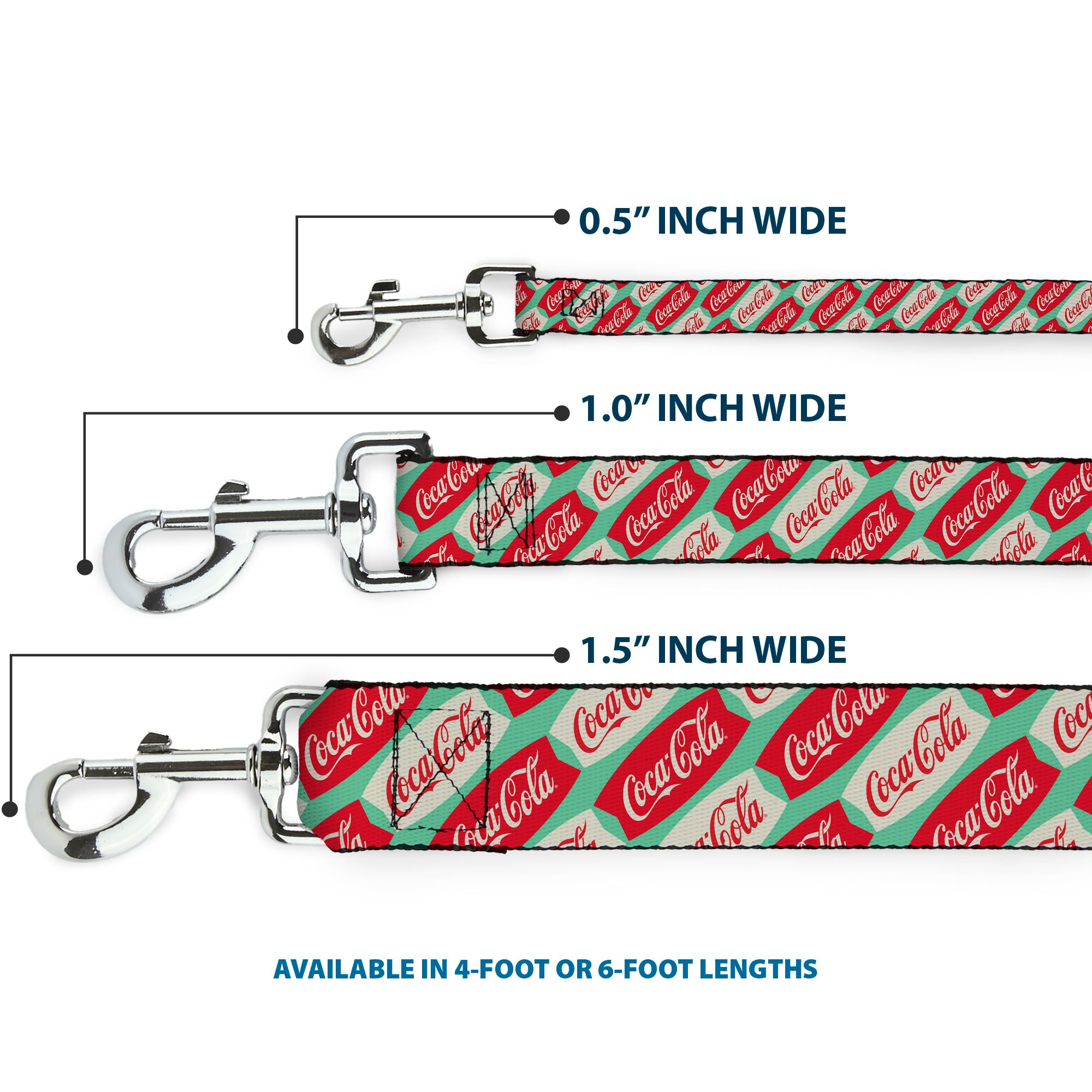 Dog Leash - Coca-Cola Script Marquee Logo Green/Red/White Dog Leashes Coca-Cola