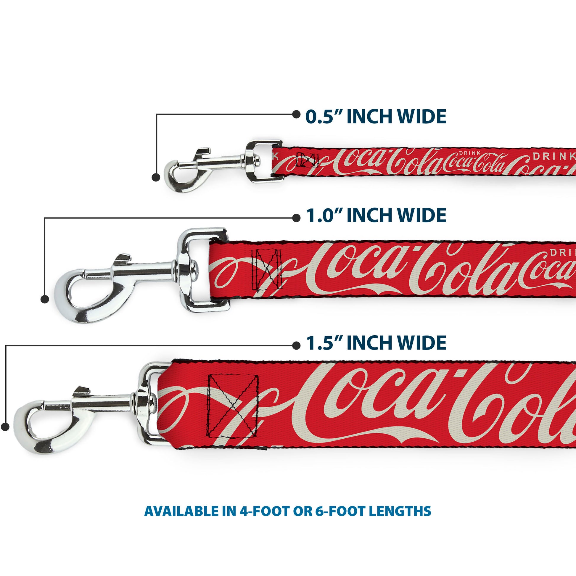 Dog Leash - DRINK COCA-COLA Typograpy Logo Scattered Red/White Dog Leashes Coca-Cola