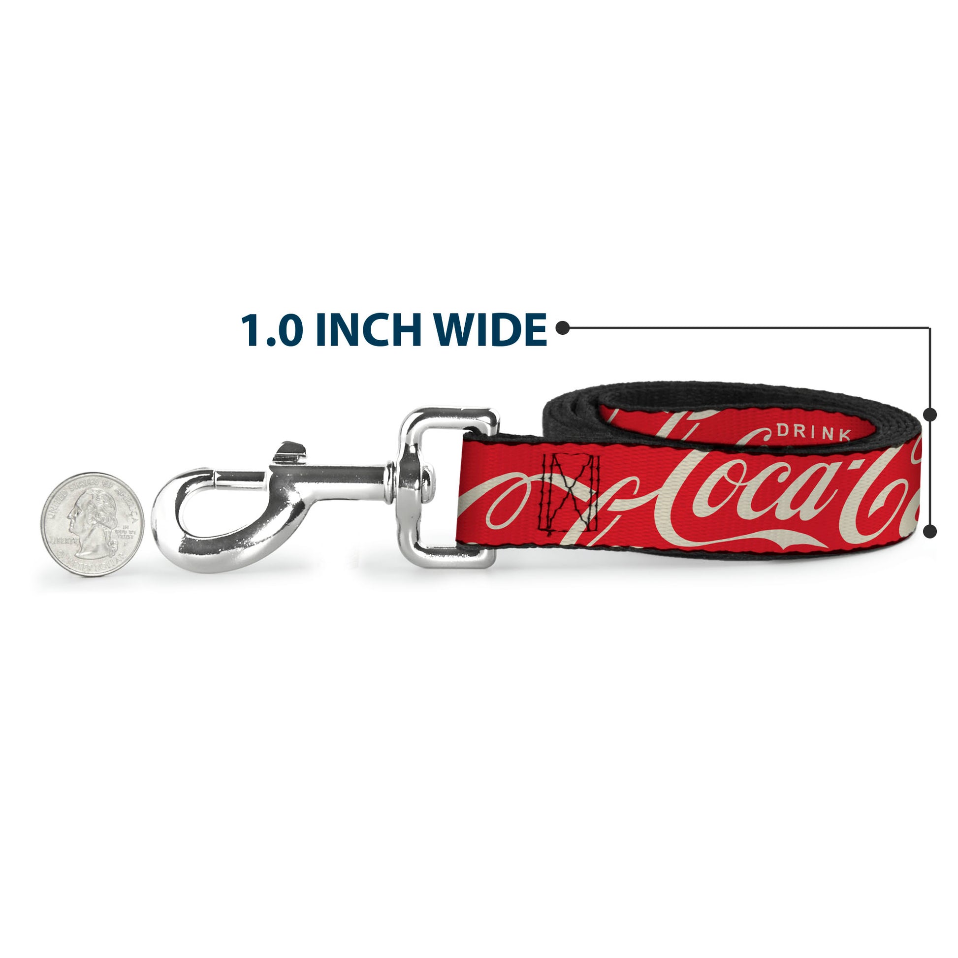 Dog Leash - DRINK COCA-COLA Typograpy Logo Scattered Red/White Dog Leashes Coca-Cola