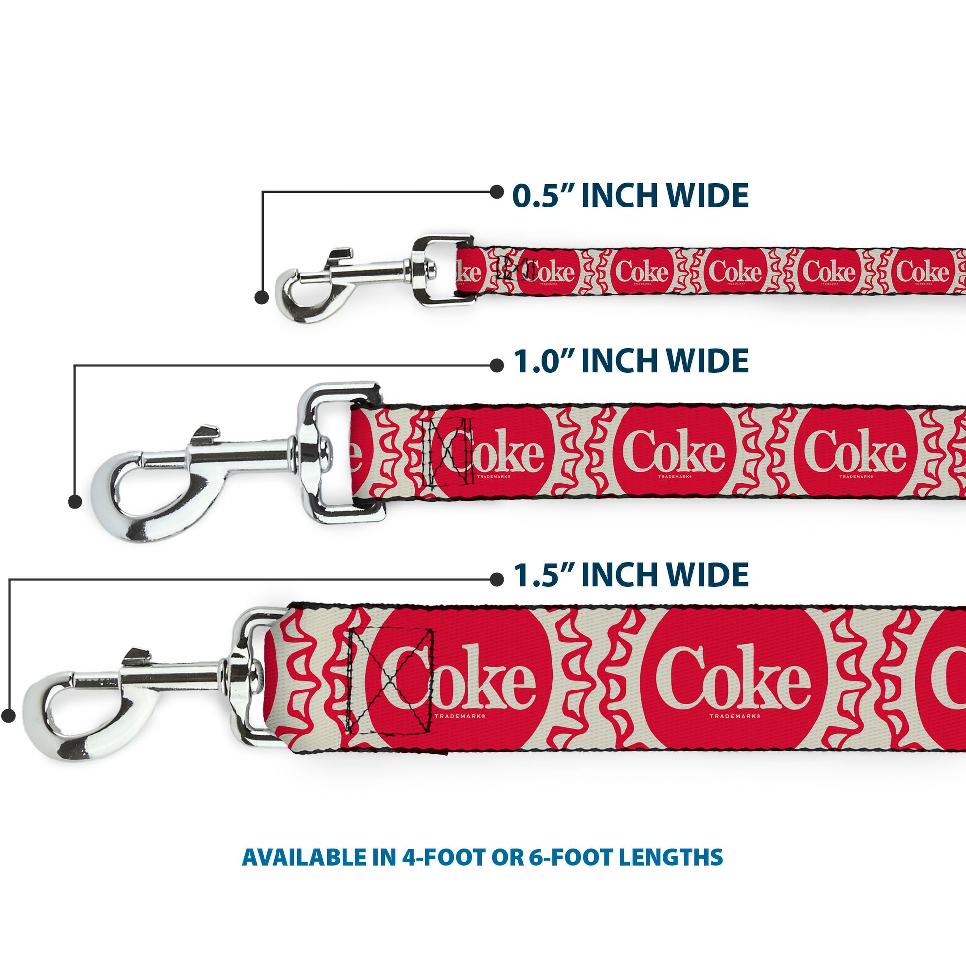 Dog Leash - Vintage COKE Bottle Caps White/Red Dog Leashes Coca-Cola