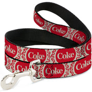 Dog Leash - Vintage COKE Bottle Caps White/Red Dog Leashes Coca-Cola