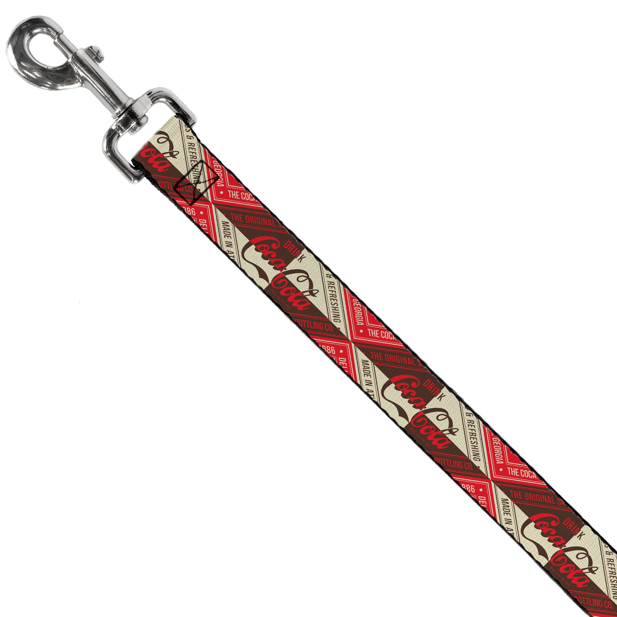 Dog Leash - DRINK COCA-COLA Coke Diamond Blocks Red/Brown/Beige Dog Leashes Coca-Cola