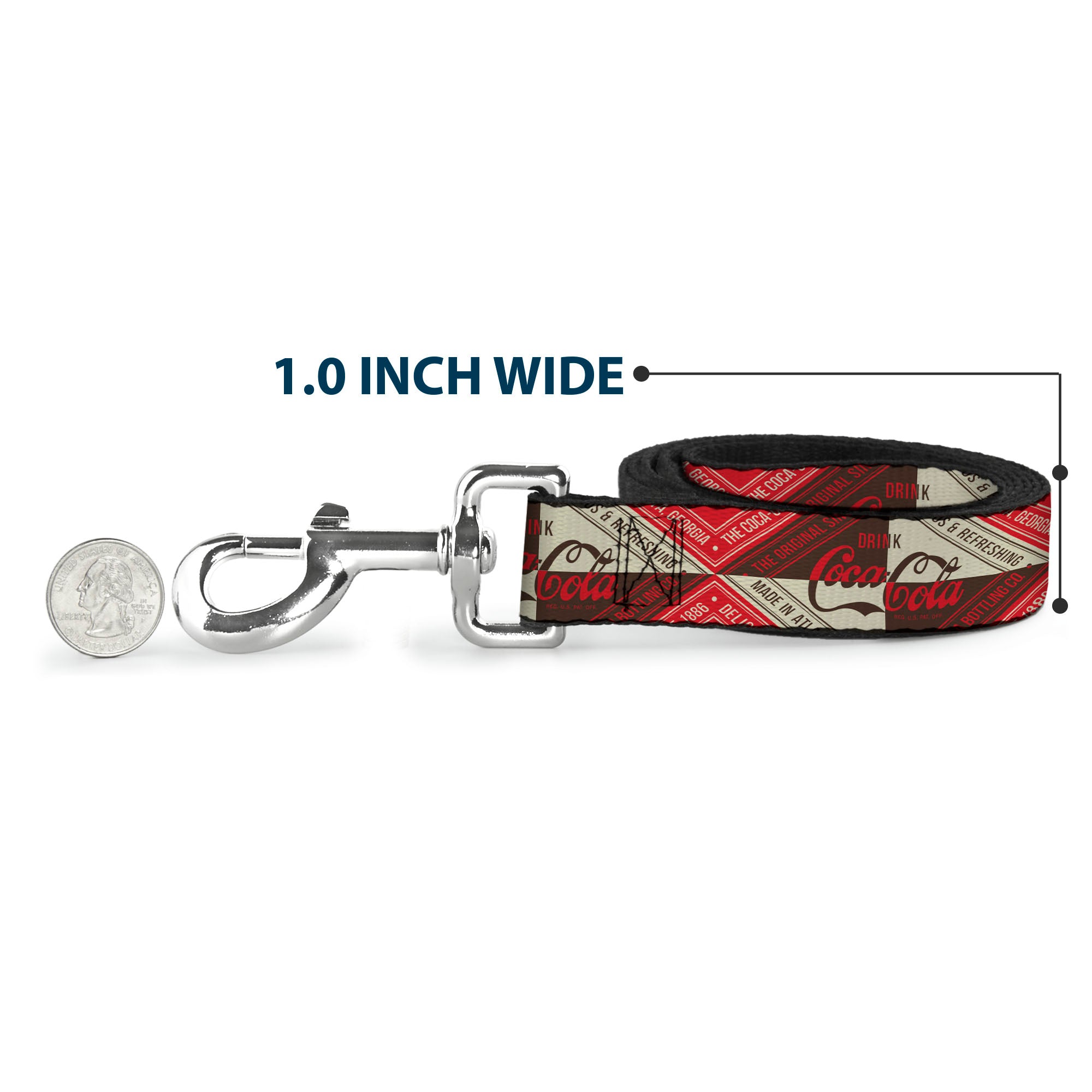 Dog Leash - DRINK COCA-COLA Coke Diamond Blocks Red/Brown/Beige Dog Leashes Coca-Cola