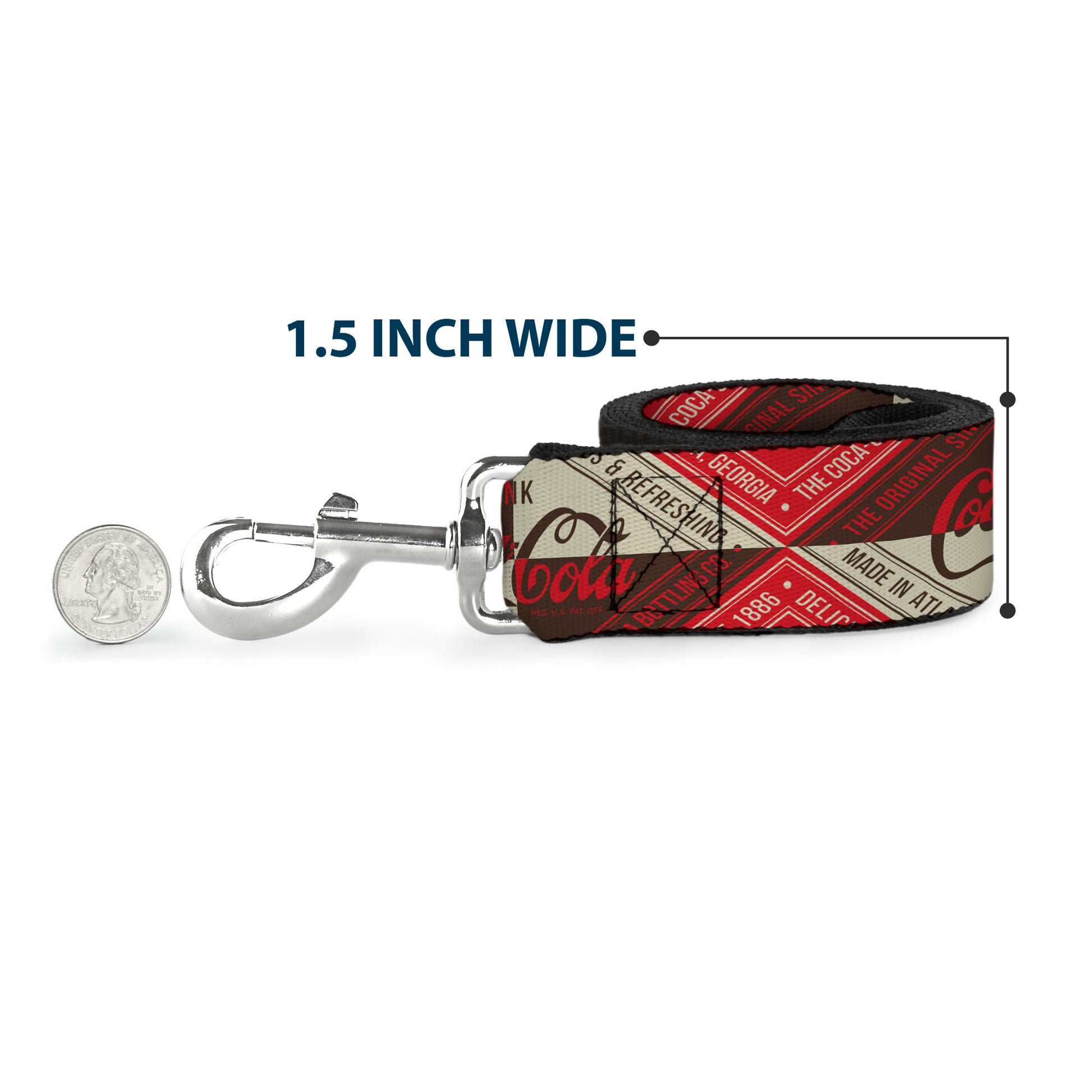 Dog Leash - DRINK COCA-COLA Coke Diamond Blocks Red/Brown/Beige Dog Leashes Coca-Cola