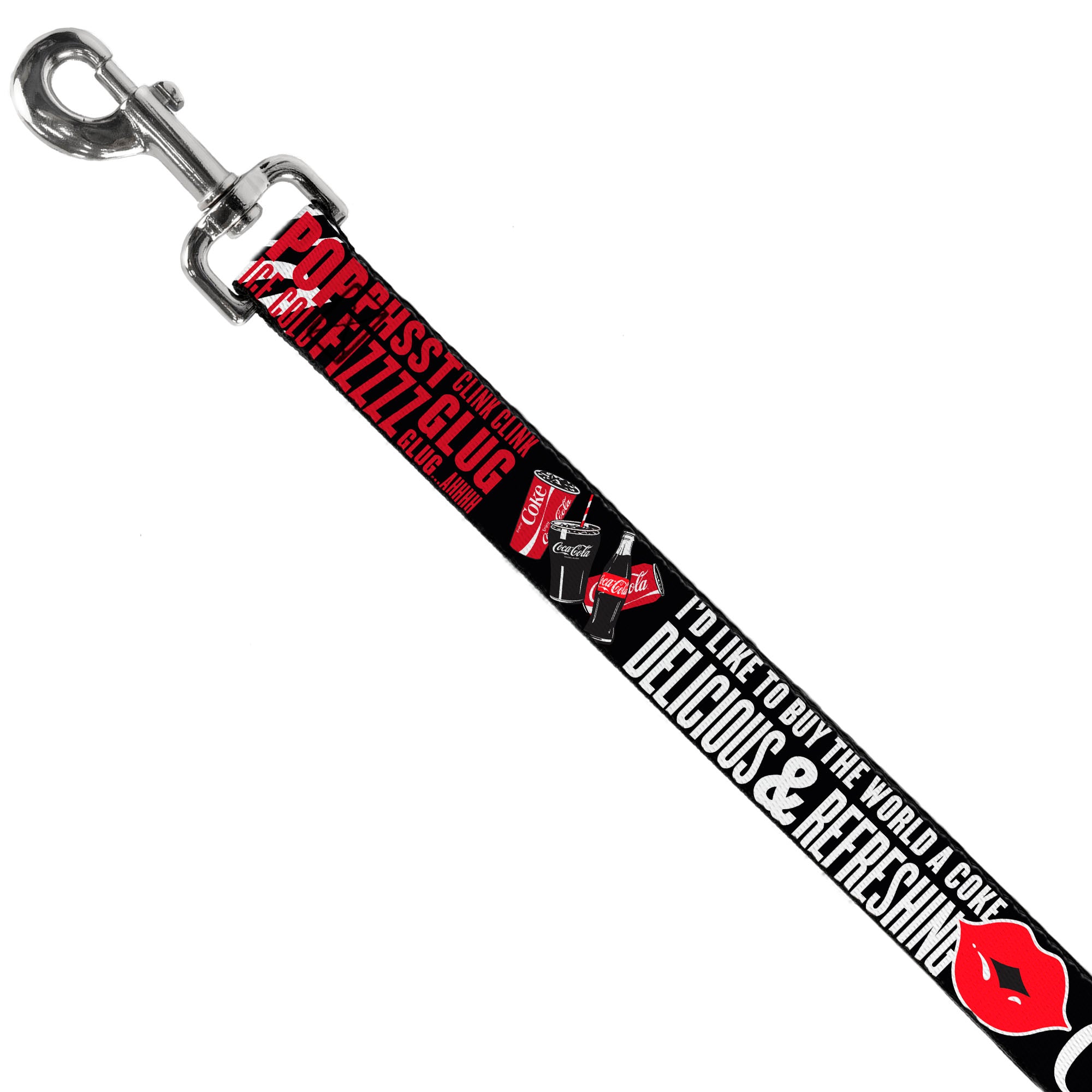 Dog Leash - Coca-Cola ENJOY COKE IT'S THE REAL THING Kiss Black/White/Red Dog Leashes Coca-Cola