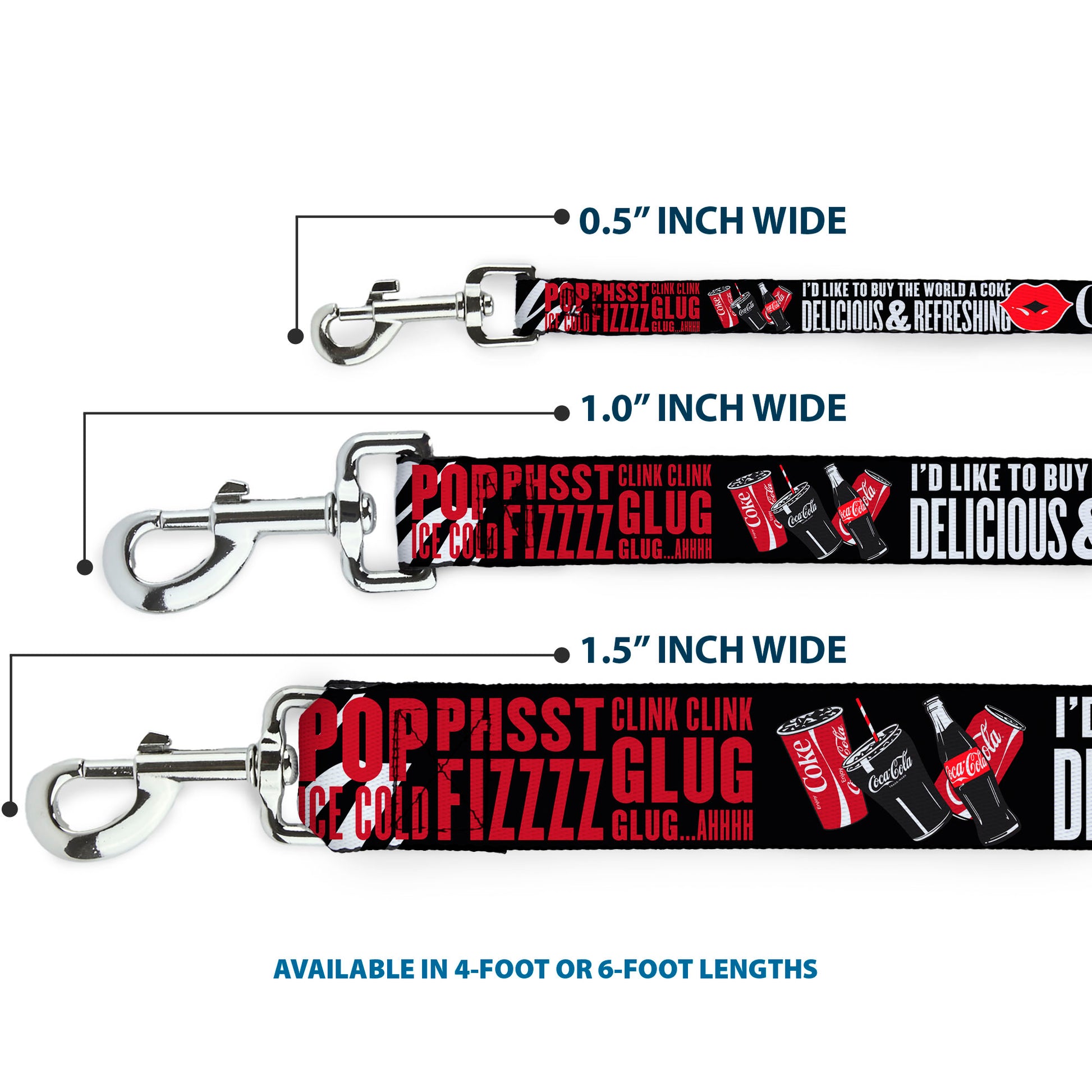 Dog Leash - Coca-Cola ENJOY COKE IT'S THE REAL THING Kiss Black/White/Red Dog Leashes Coca-Cola