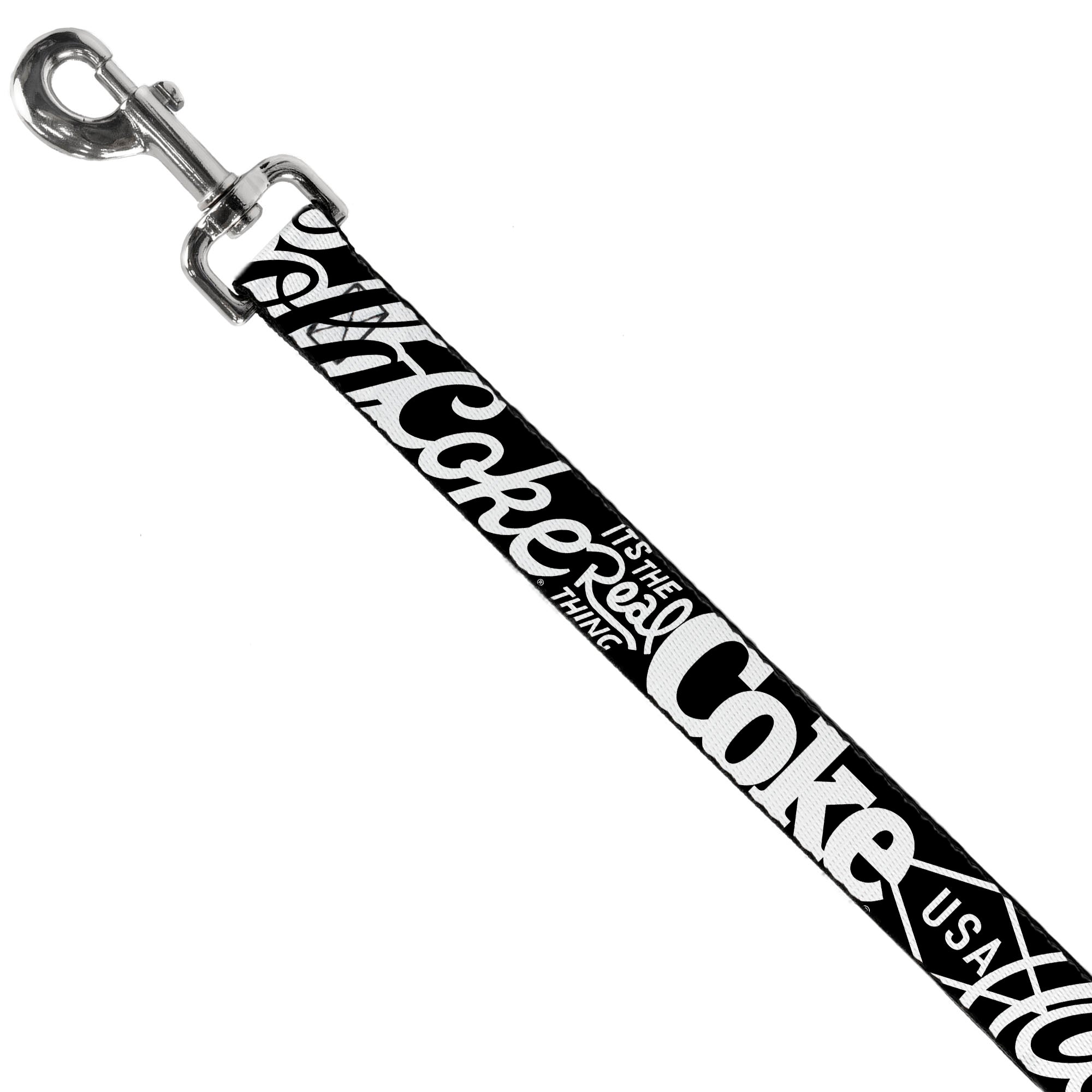 Dog Leash - COCA-COLA COKE Typography IT'S THE REAL THING Black/White Dog Leashes Coca-Cola