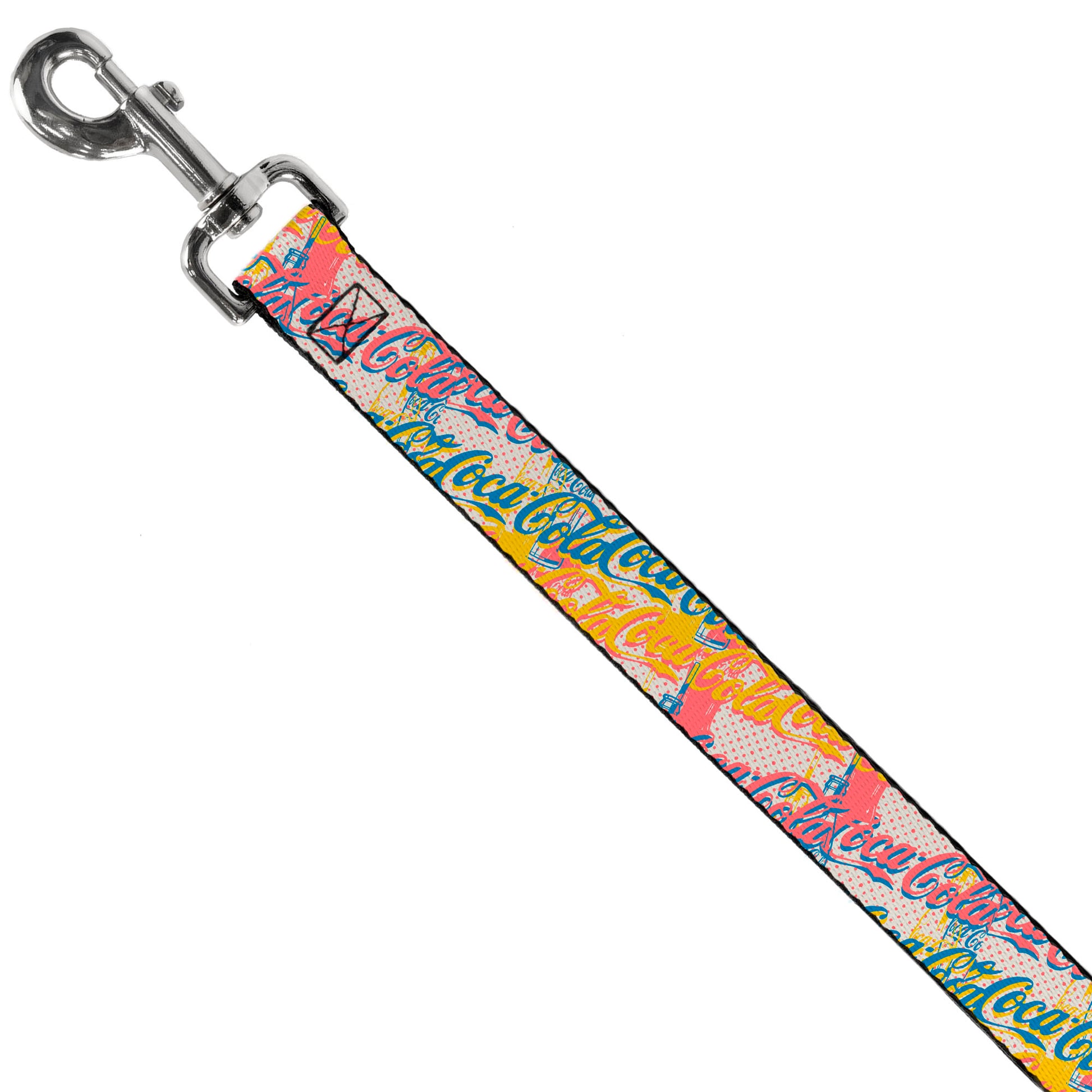 Dog Leash - COCA-COLA Script Logo Stacked Pop Art White/Multi Pastel Dog Leashes Coca-Cola