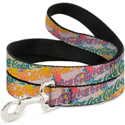 Dog Leash - COCA-COLA Script Logo Stacked Pop Art White/Multi Pastel Dog Leashes Coca-Cola